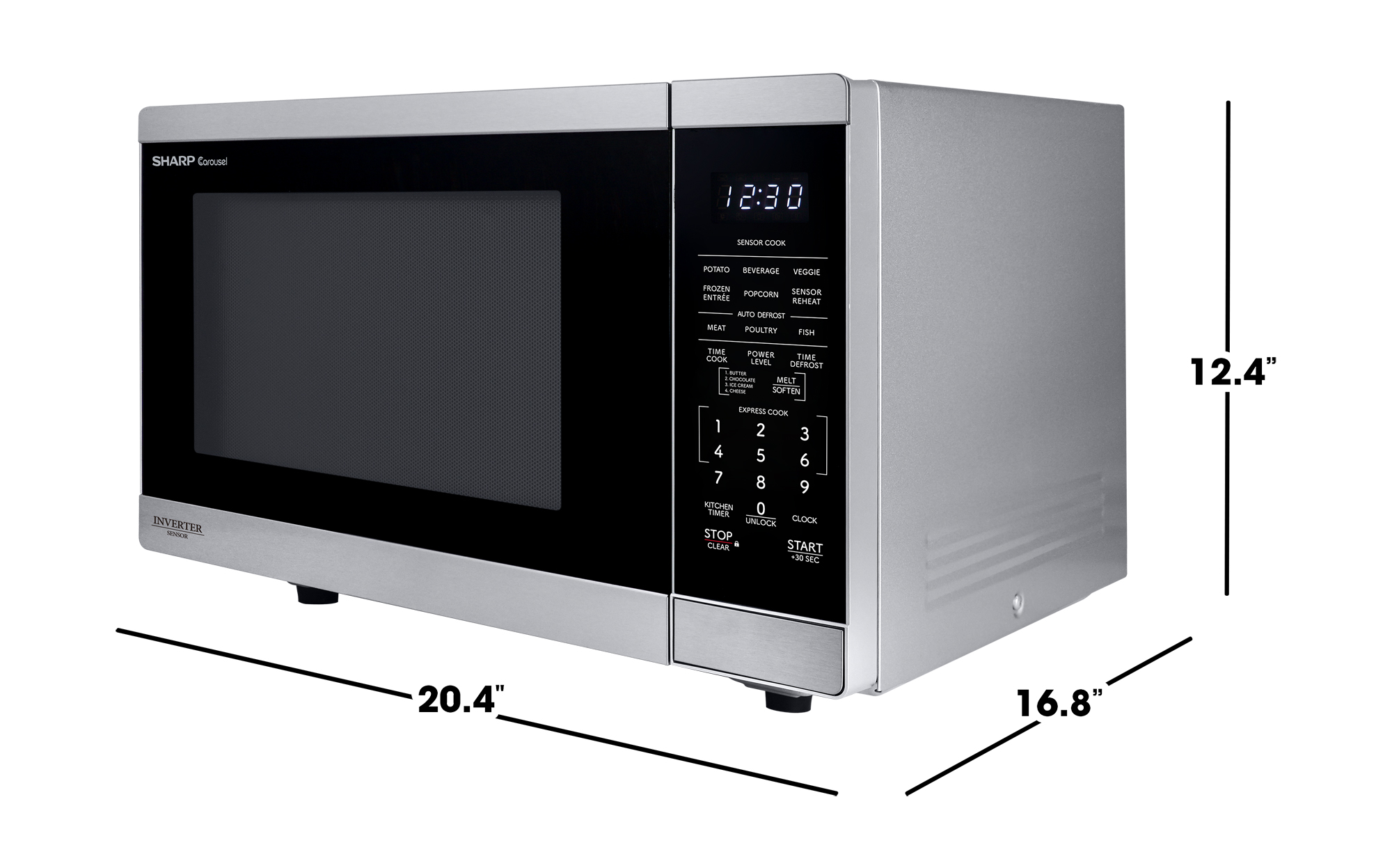Sharp 1.4 cu. ft. 1100W Stainless Steel Countertop Microwave Oven with Inverter Technology (SMC1464KS) dimensions