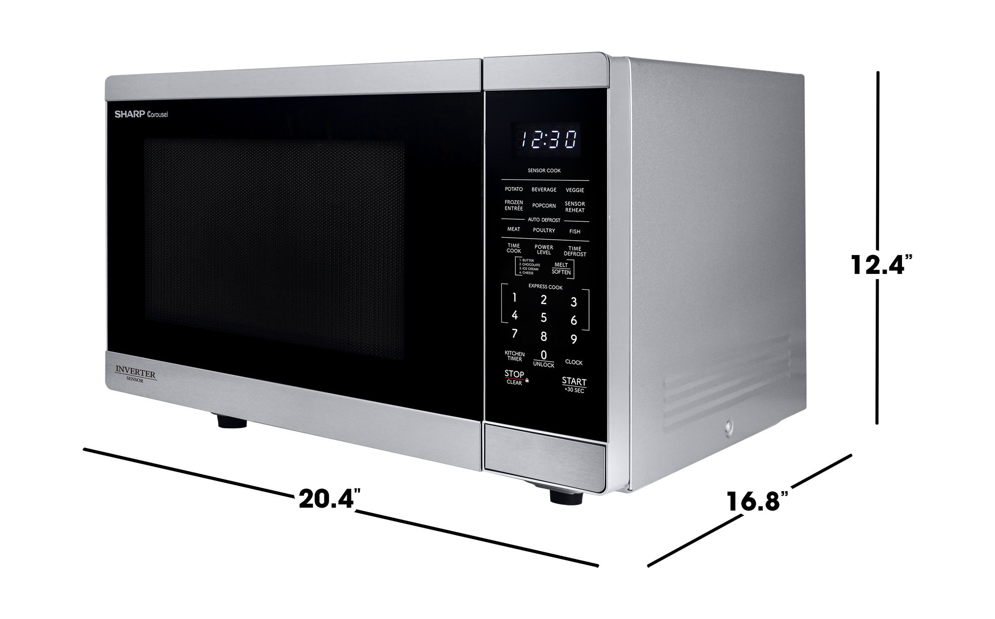 Sharp 1.4 cu. ft. 1100W Stainless Steel Countertop Microwave Oven with Inverter Technology (SMC1465KM) dimensions