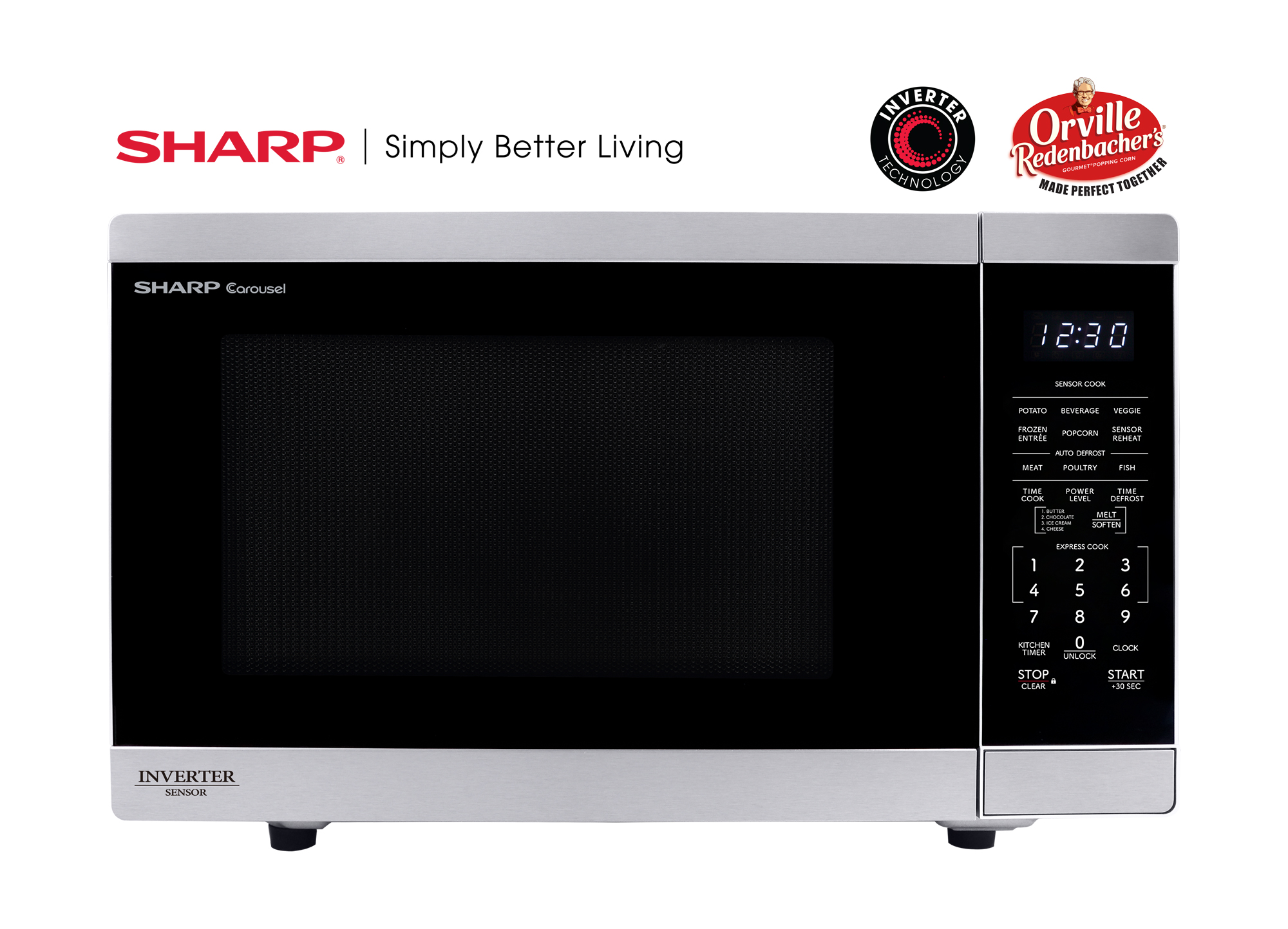 Sharp 1.4 cu. ft. 1100W Stainless Steel Countertop Microwave Oven with Inverter Technology (SMC1465KM) head on cobranded