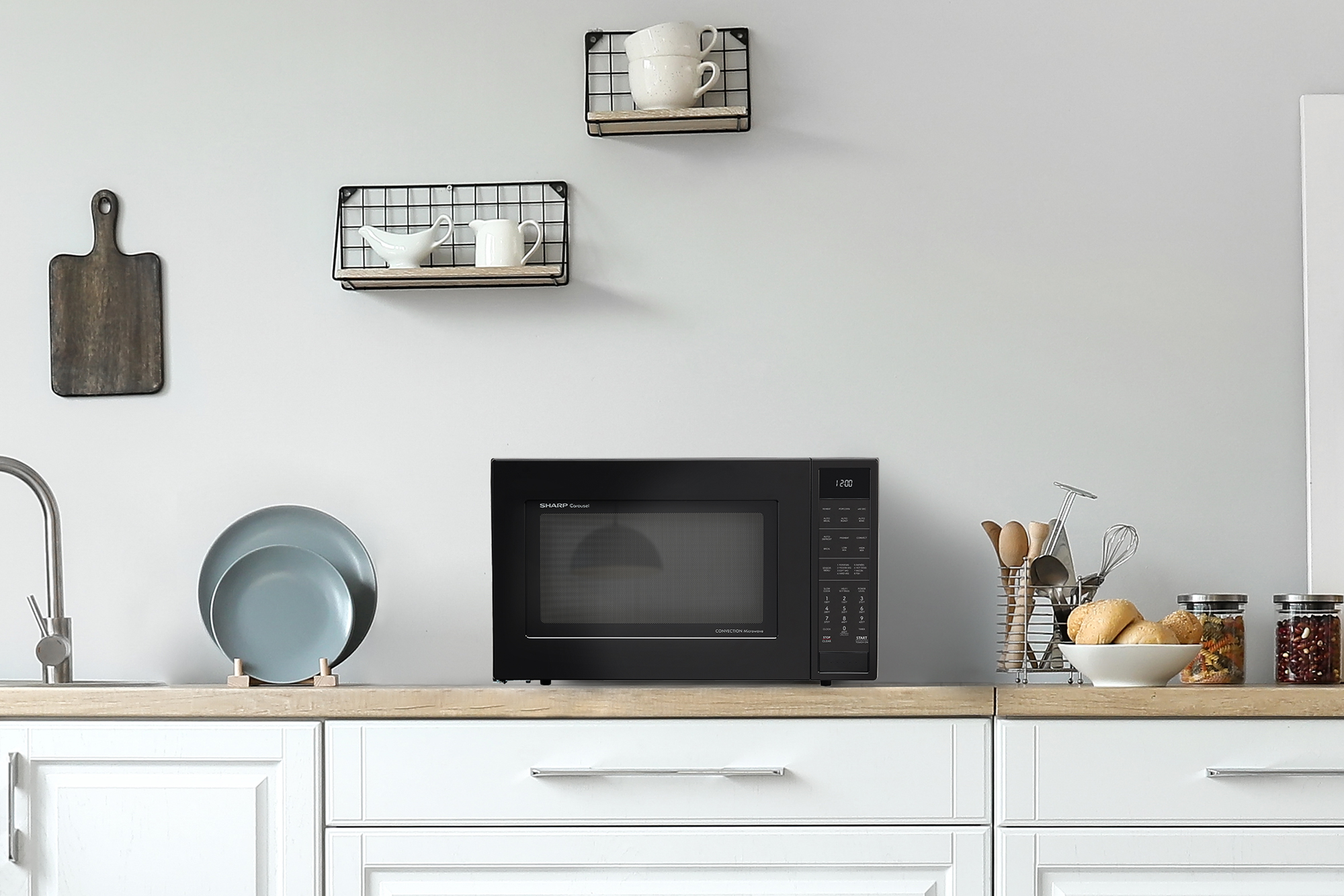 1.5 cu. ft. 900W Black Convection Countertop Microwave Oven
