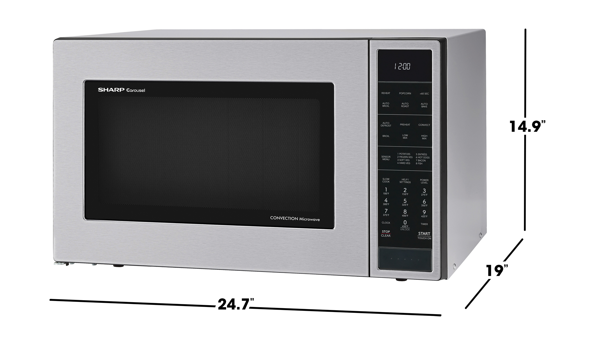 Sharp 1.5 cu. ft. 900W Stainless Steel Countertop Microwave Oven (SMC1585KS) dimensions
