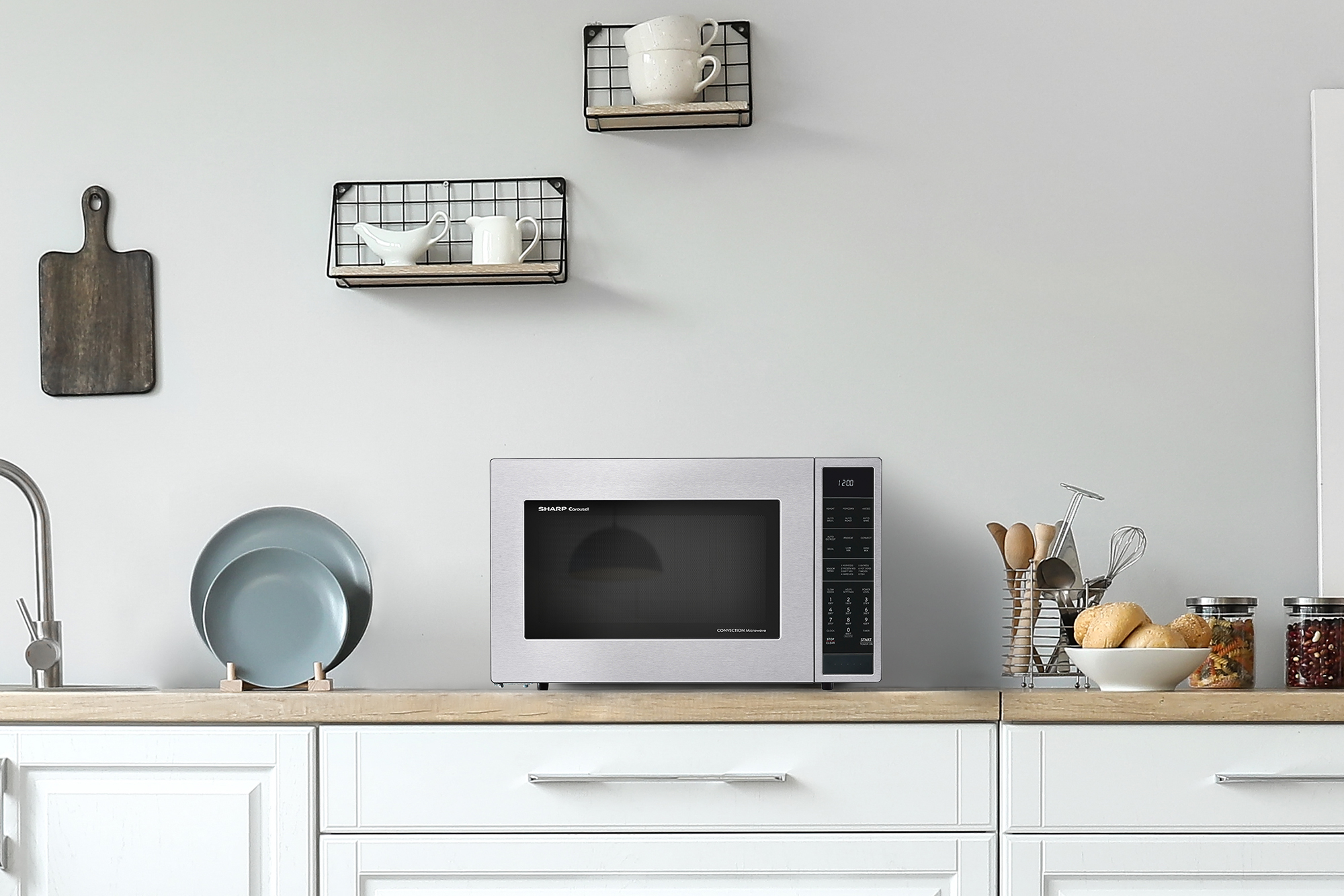 Sharp 1.5 cu. ft. 900W Stainless Steel Countertop Microwave Oven (SMC1585KS) lifestyle