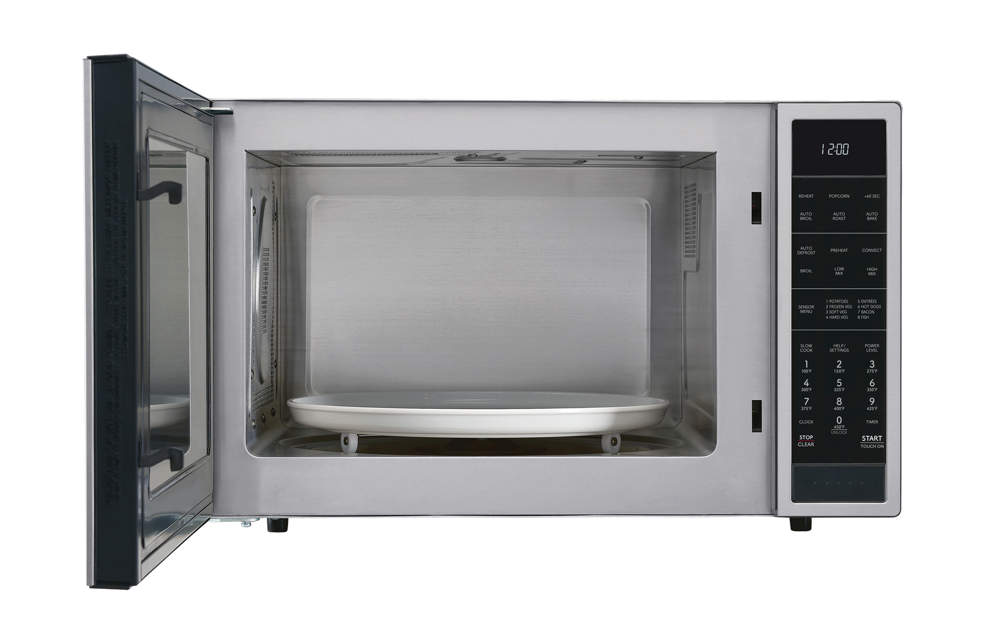 Sharp 1.5 cu. ft. 900W Stainless Steel Countertop Microwave Oven (SMC1585KS) door open