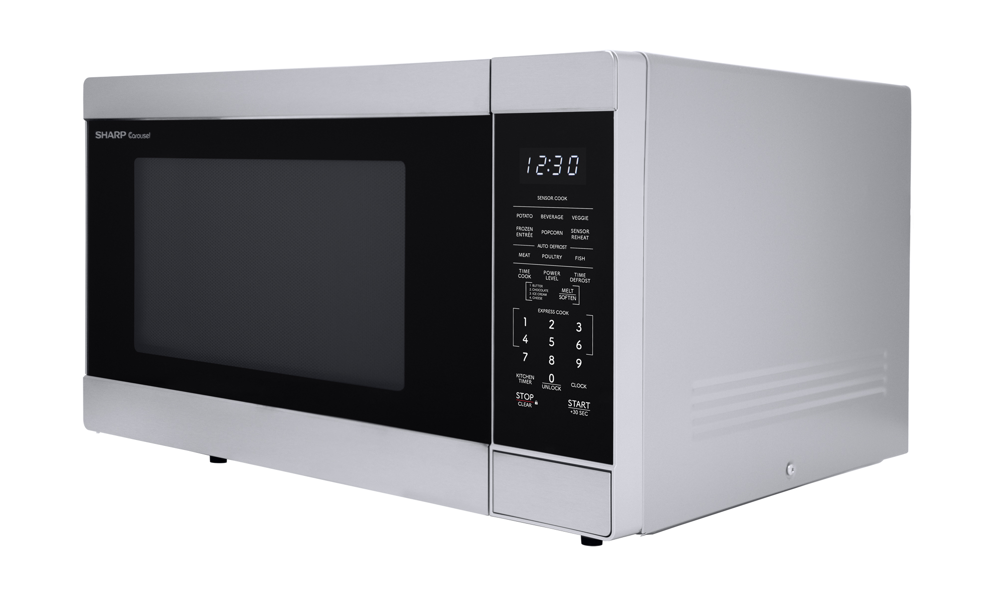 Sharp 1.6 cu. ft. 1100W Stainless Steel Countertop Microwave Oven (SMC1662KS) left angle
