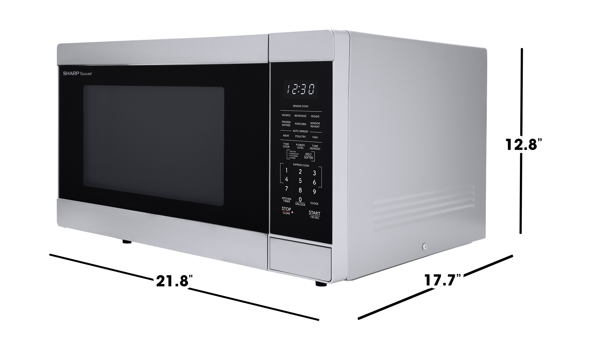 Sharp 1.6 cu. ft. 1100W Stainless Steel Countertop Microwave Oven (SMC1662KS) dimensions