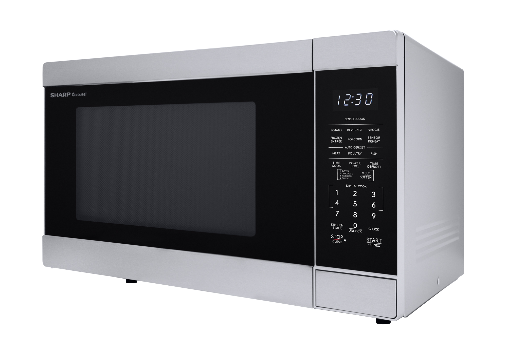 Sharp 1.6 cu. ft. 1100W Stainless Steel Countertop Microwave Oven (SMC1662KS) drama angle