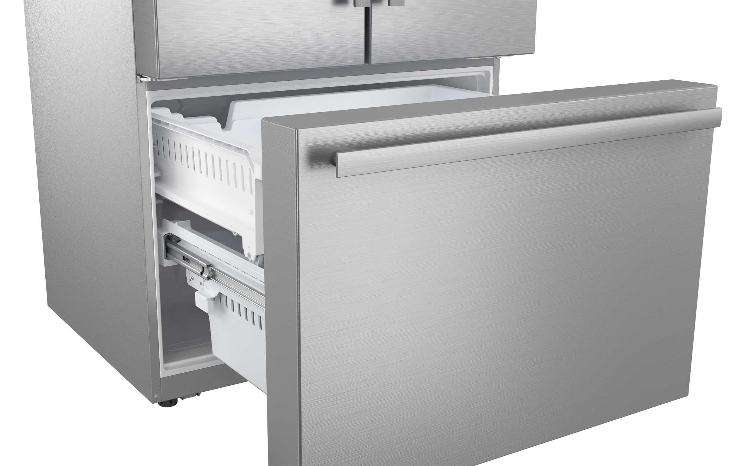 Sharp French 3-Door Refrigerator with Water Dispenser (SJF2955KS)  angle drawer open