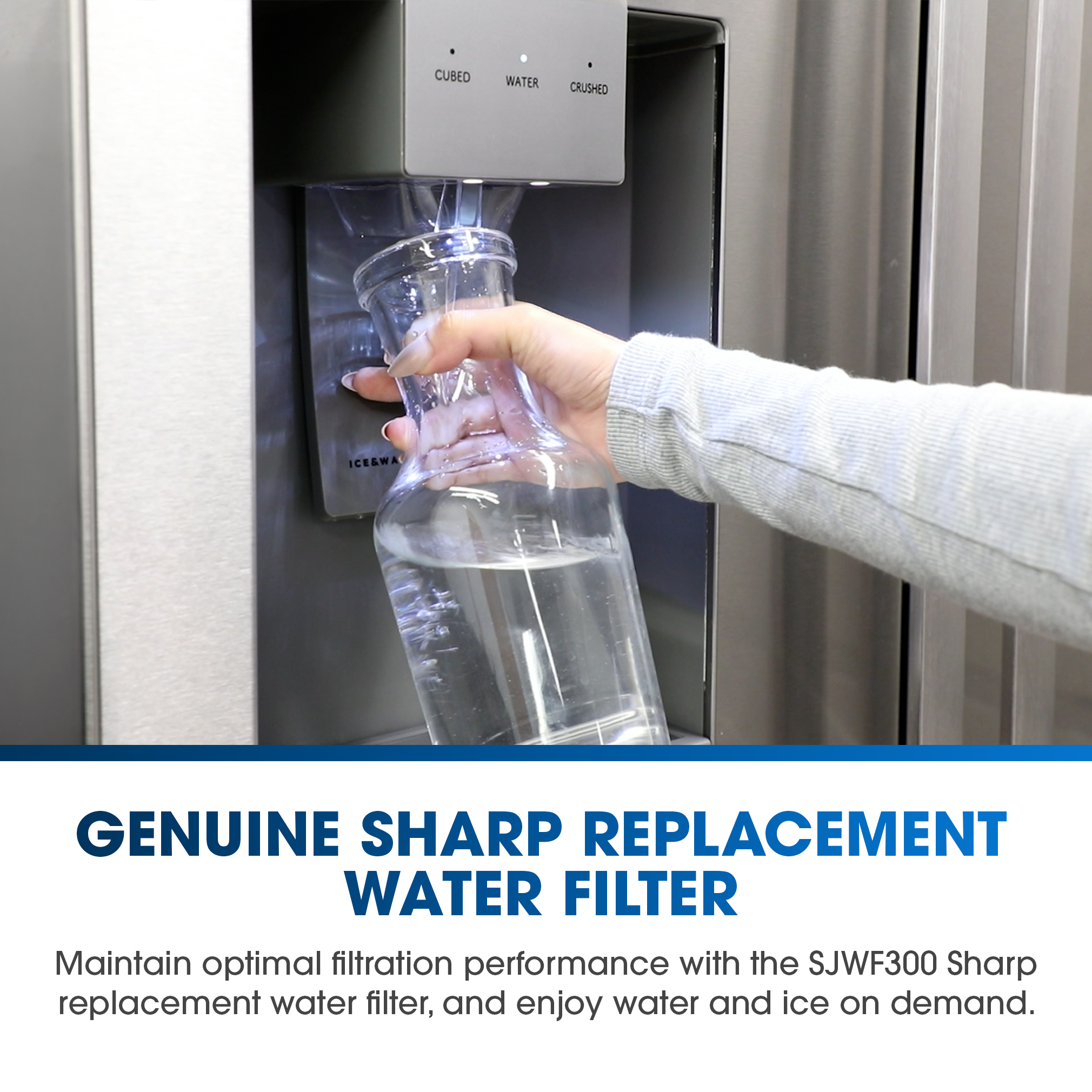 Replacement Water Filter for Sharp SJF2955MS and SJF2955KS Refrigerator (SJWF300) Water Dispenser