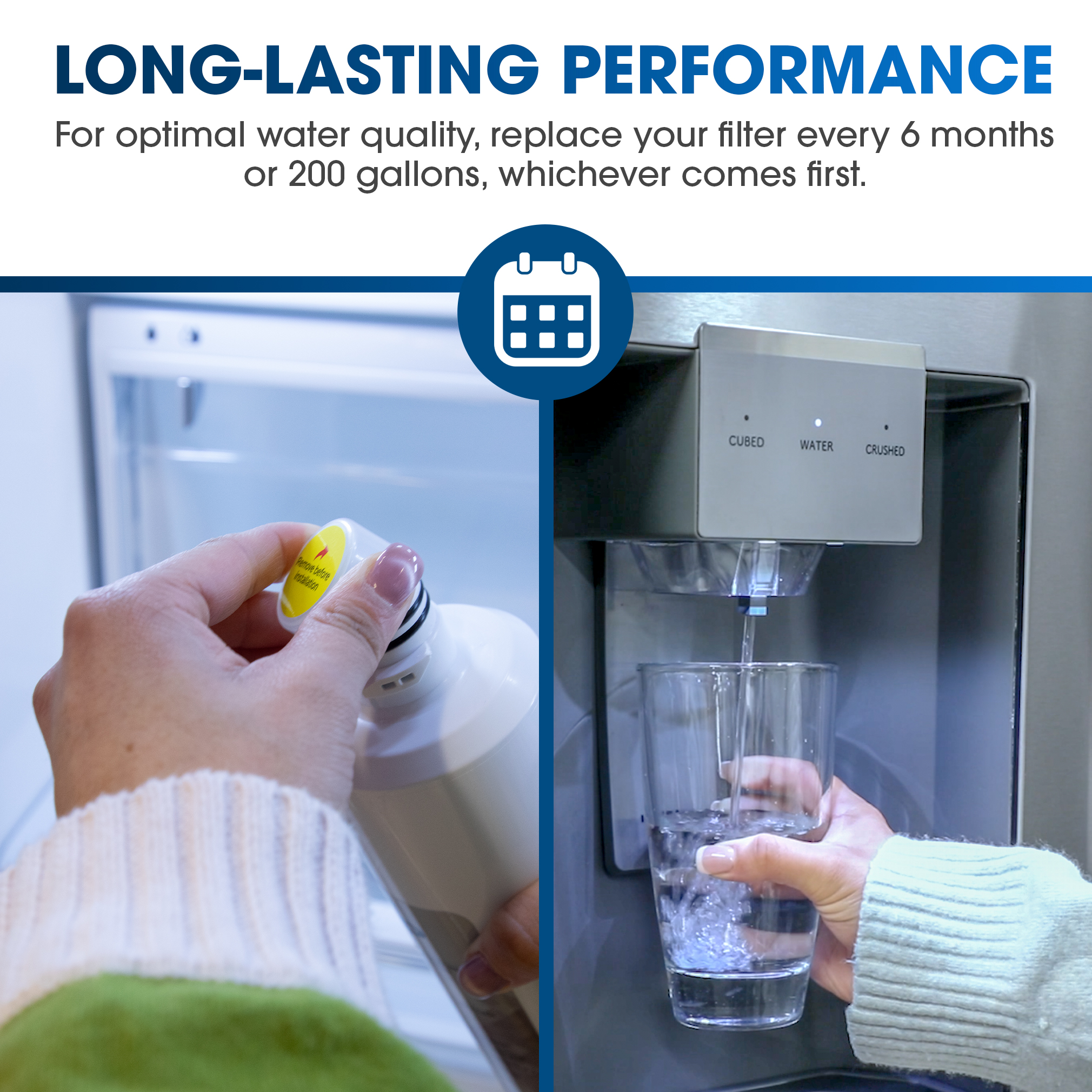 Replacement Water Filter for Sharp SJF2955MS and SJF2955KS Refrigerator (SJWF300) Genuine Sharp Replacement Water Filter Infographic