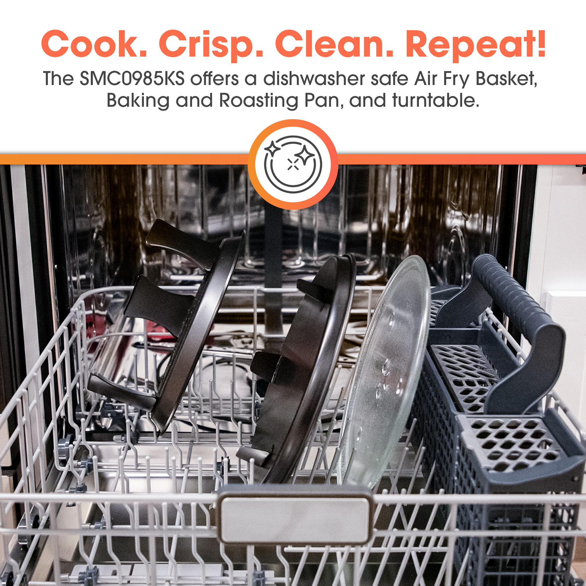 SMC0985KS Dishwasher safe accessories infographic