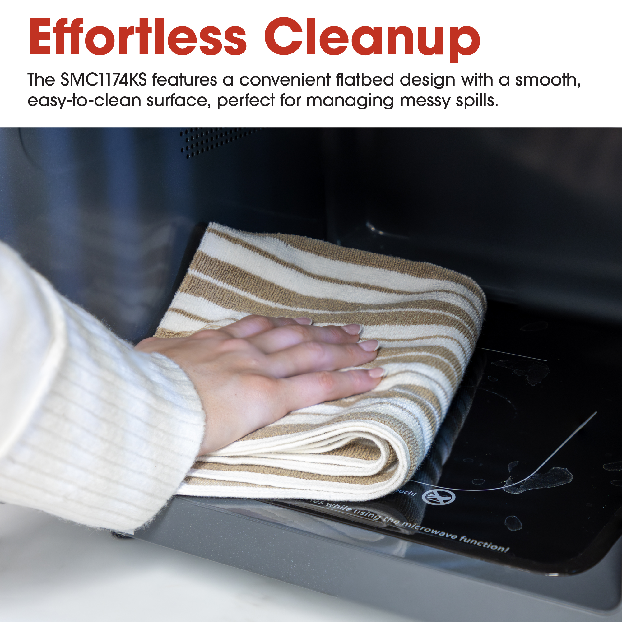 Sharp 1.1 cu. ft. 1100W Flatbed Countertop Microwave Oven with Inverter Technology (SMC1174KS)