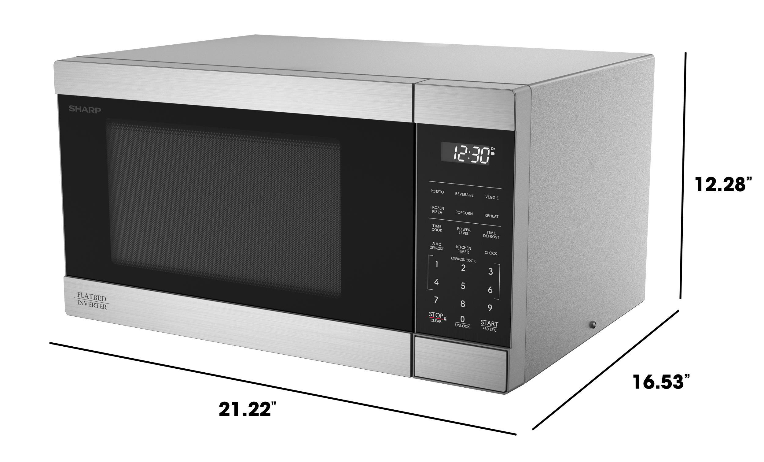 Sharp 1.1 cu. ft. 1100W Flatbed Countertop Microwave Oven with Inverter Technology (SMC1174KS)