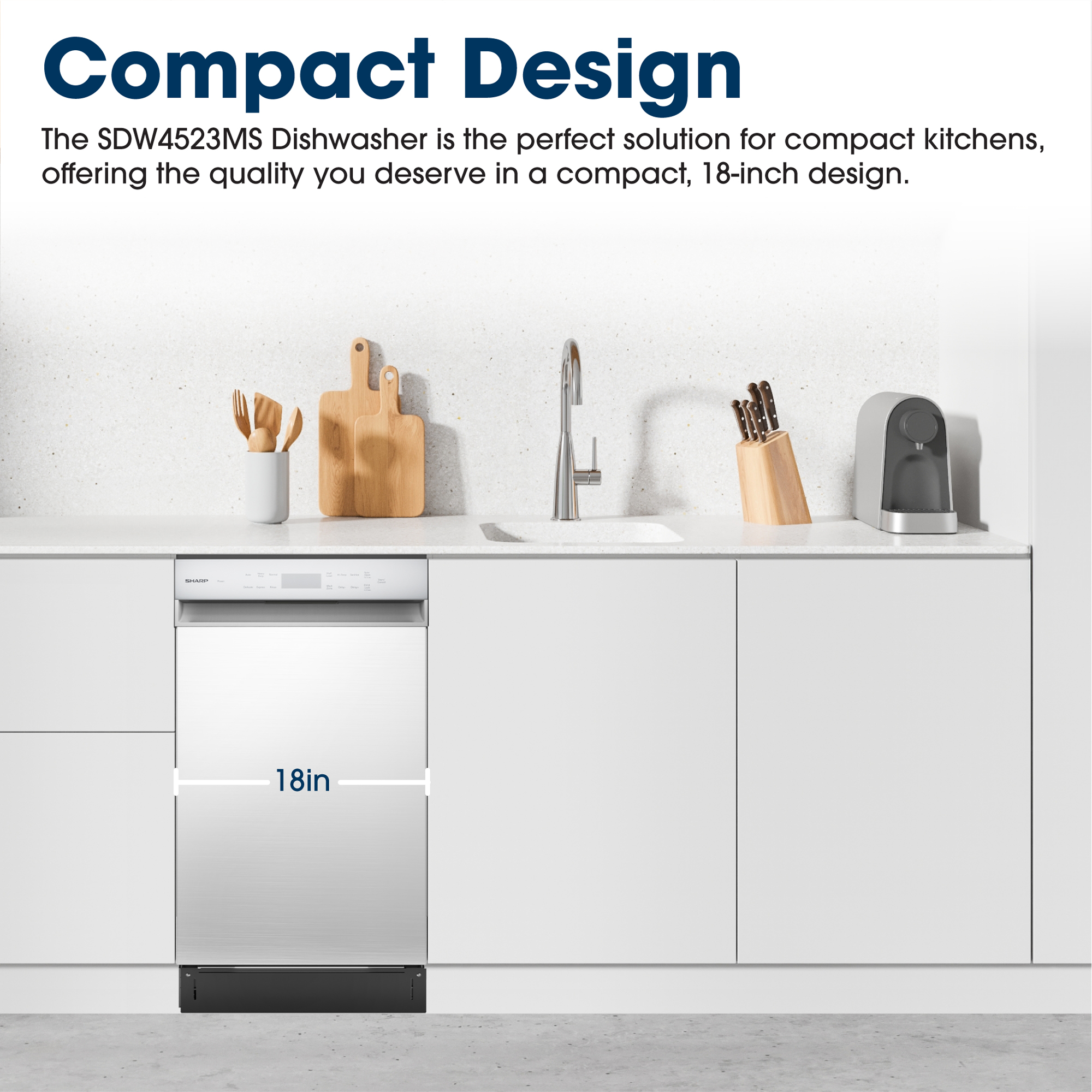 SDW4523MS Dishwasher Compact Design Infographic