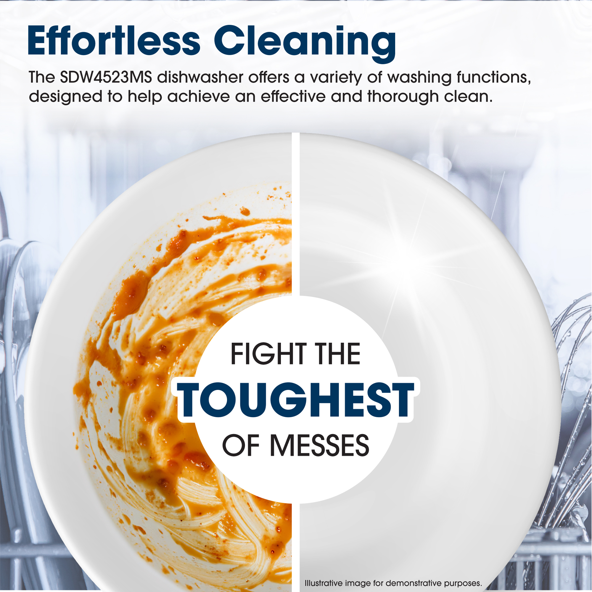 SDW4523MS Dishwasher Washing Functions Infographic