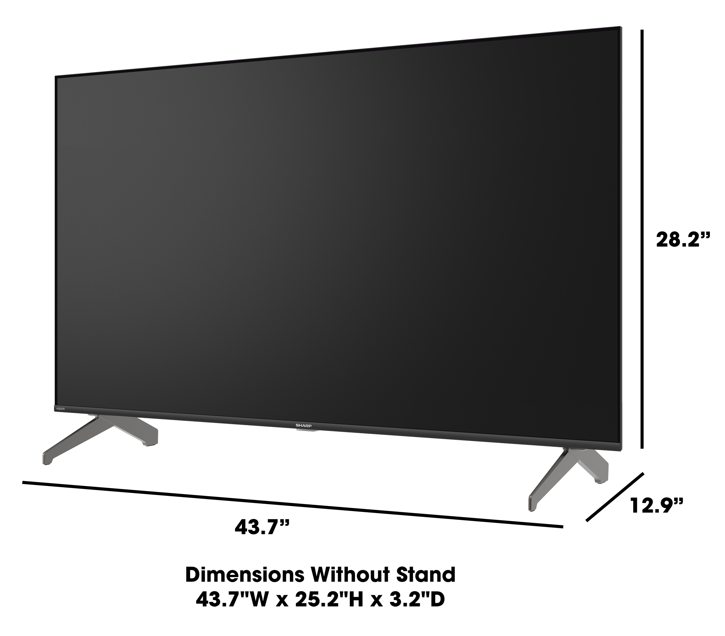 Sharp AQUOS QLED 50” Class (49.5” Diag.) 4K Ultra HD Smart TV (4T-C50HP7050U) Dimensions