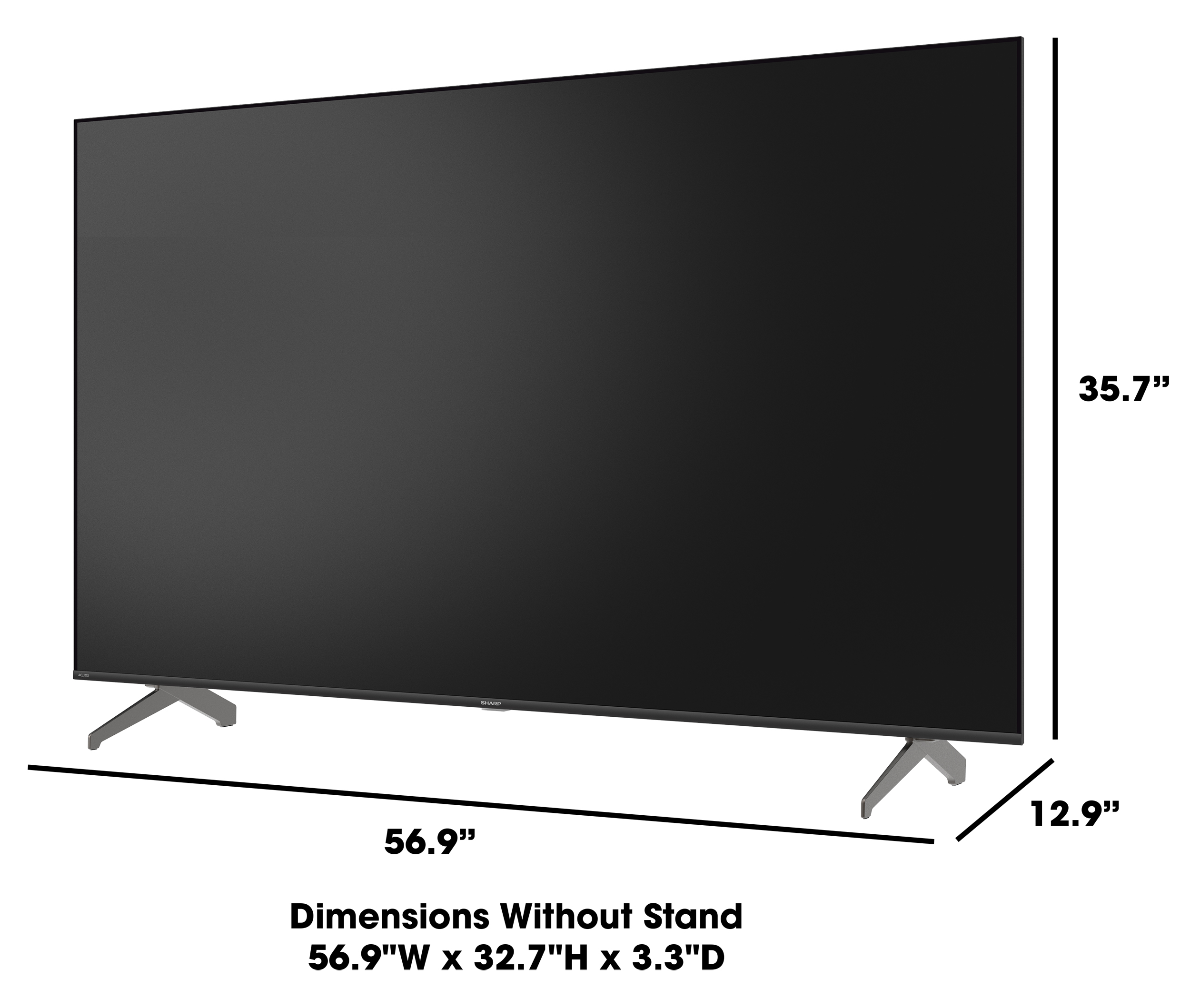Sharp AQUOS QLED 50” Class (49.5” Diag.) 4K Ultra HD Smart TV (4T-C65HP7050U) Dimensions