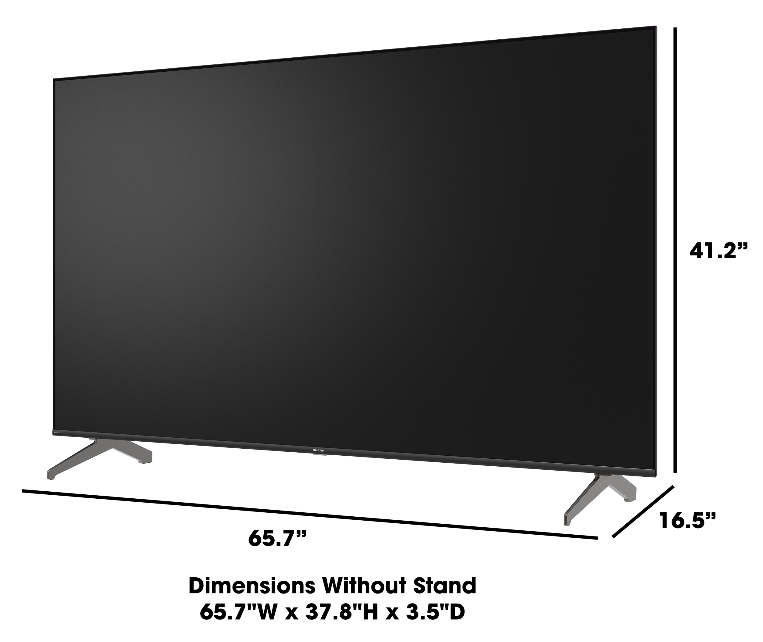 Sharp AQUOS QLED 75” Class (74.5” Diag.) 4K Ultra HD Smart TV (4T-C75HP7050U) Dimensions