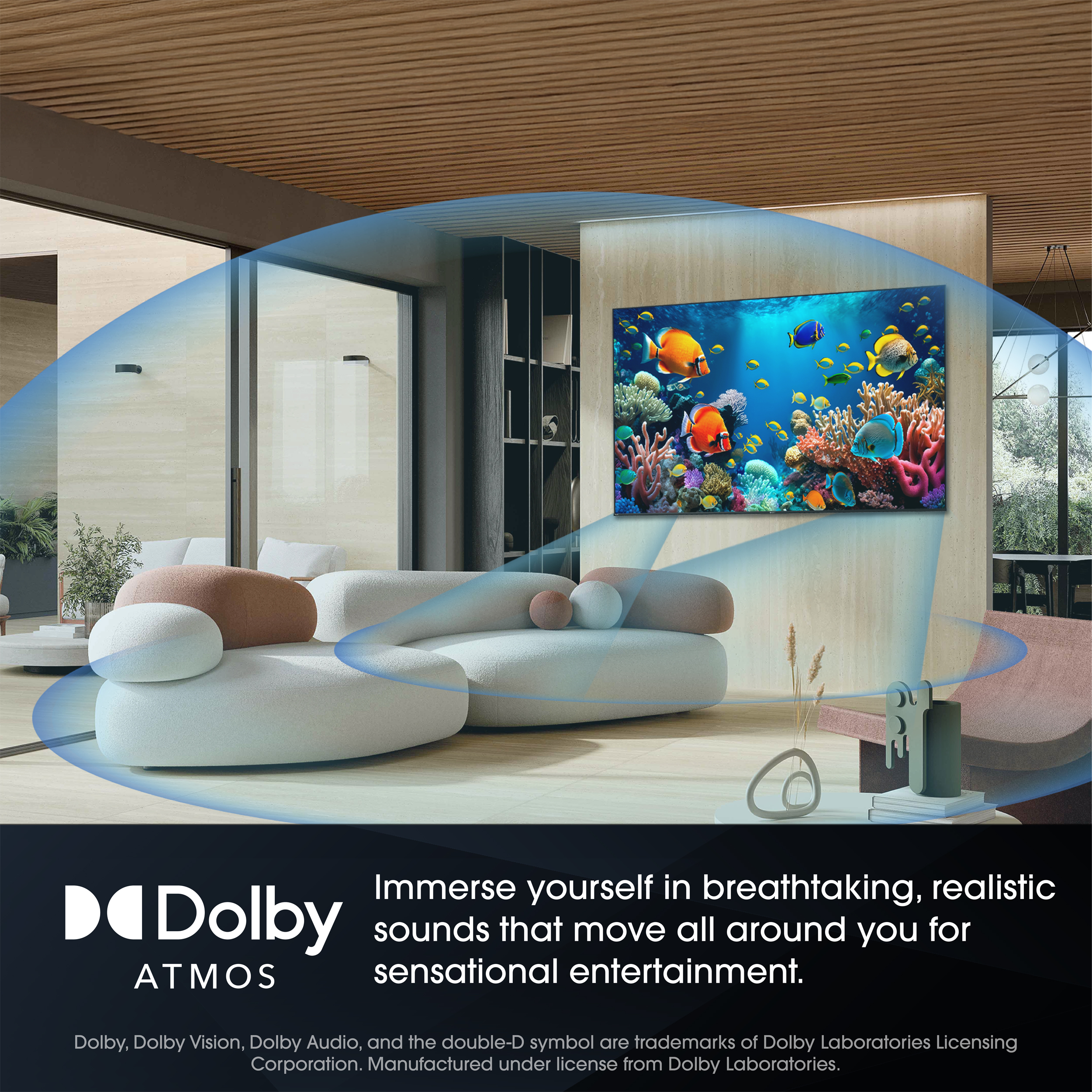 Sharp AQUOS QLED 75” Class (74.5” Diag.) 4K Ultra HD Smart TV (4T-C75HP7050U) Dolby Atmos Infographic