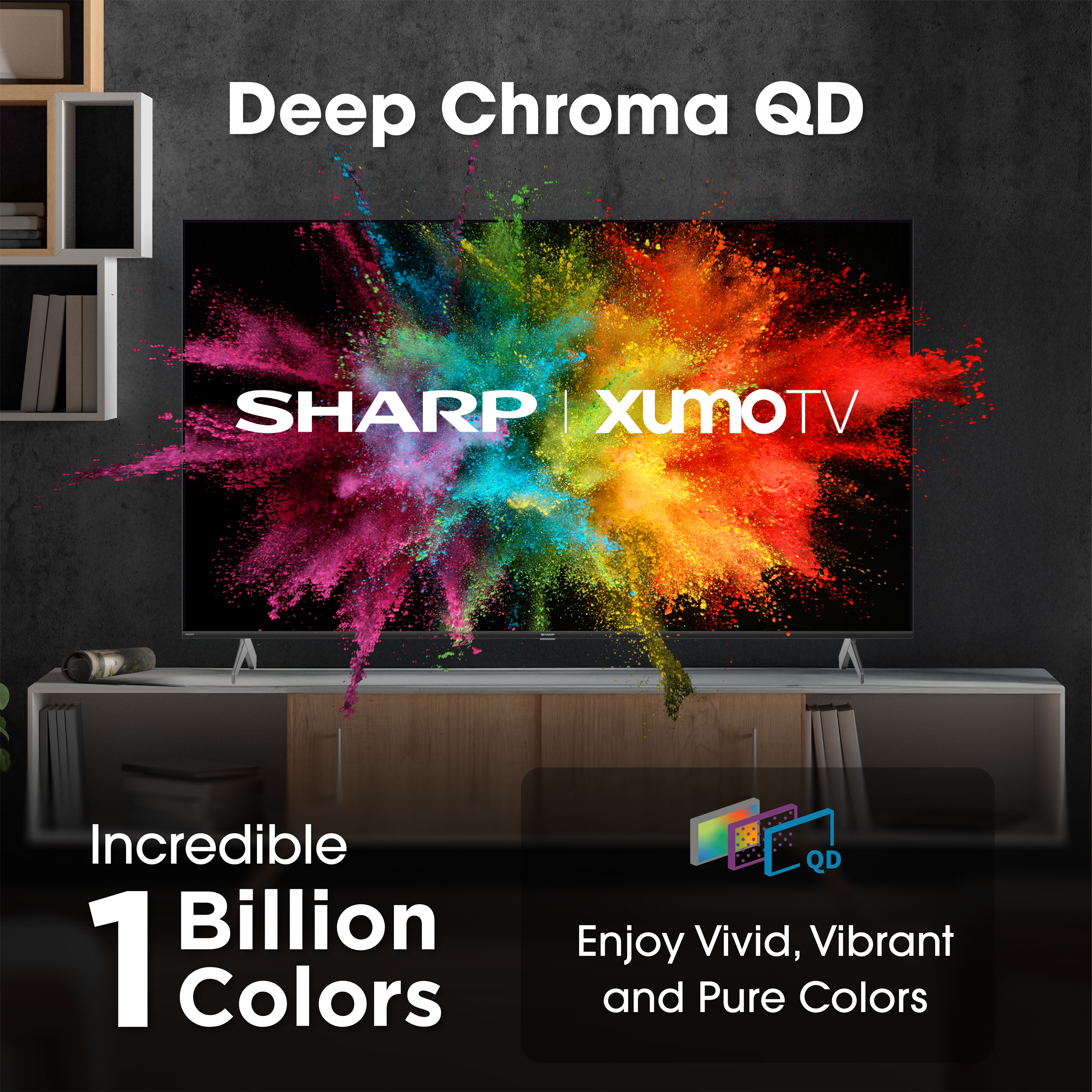 Sharp AQUOS QLED 75” Class (74.5” Diag.) 4K Ultra HD Smart TV (4T-C75HP7050U) Deep Chroma QD Infographic