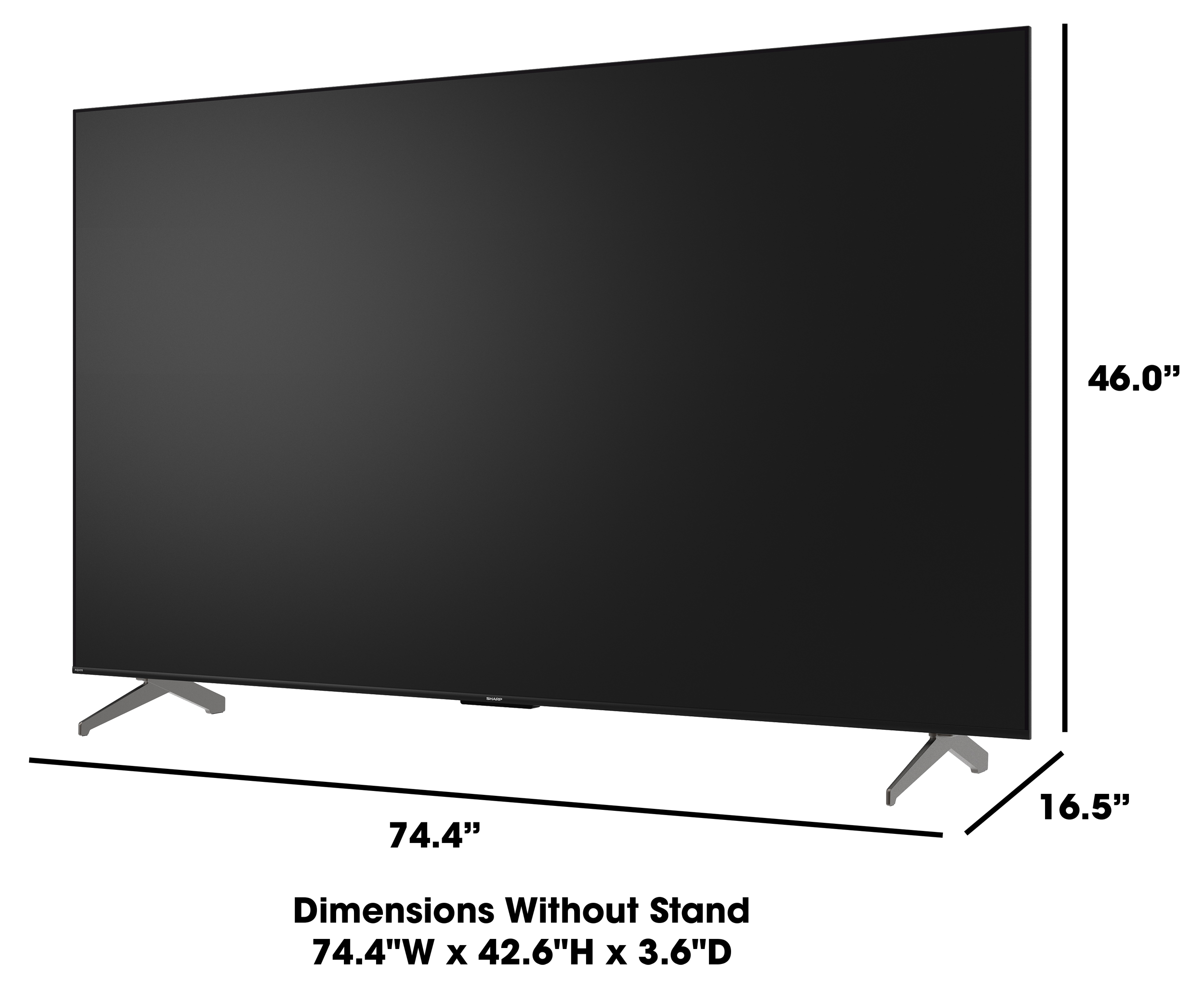 AQUOS QLED 4K Ultra HD Smart Xumo TV 4T-C85HP7050U Dimensions