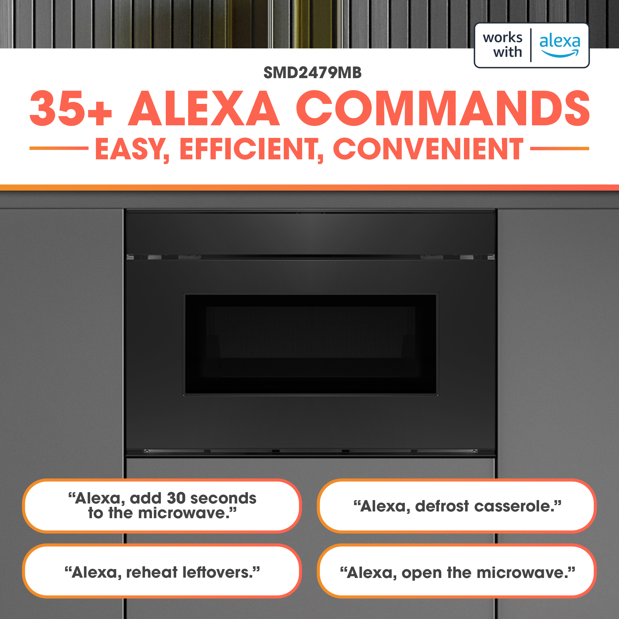 24 in. Smart Microwave Drawer Oven (SMD2479MB) Works with Alexa Infographic