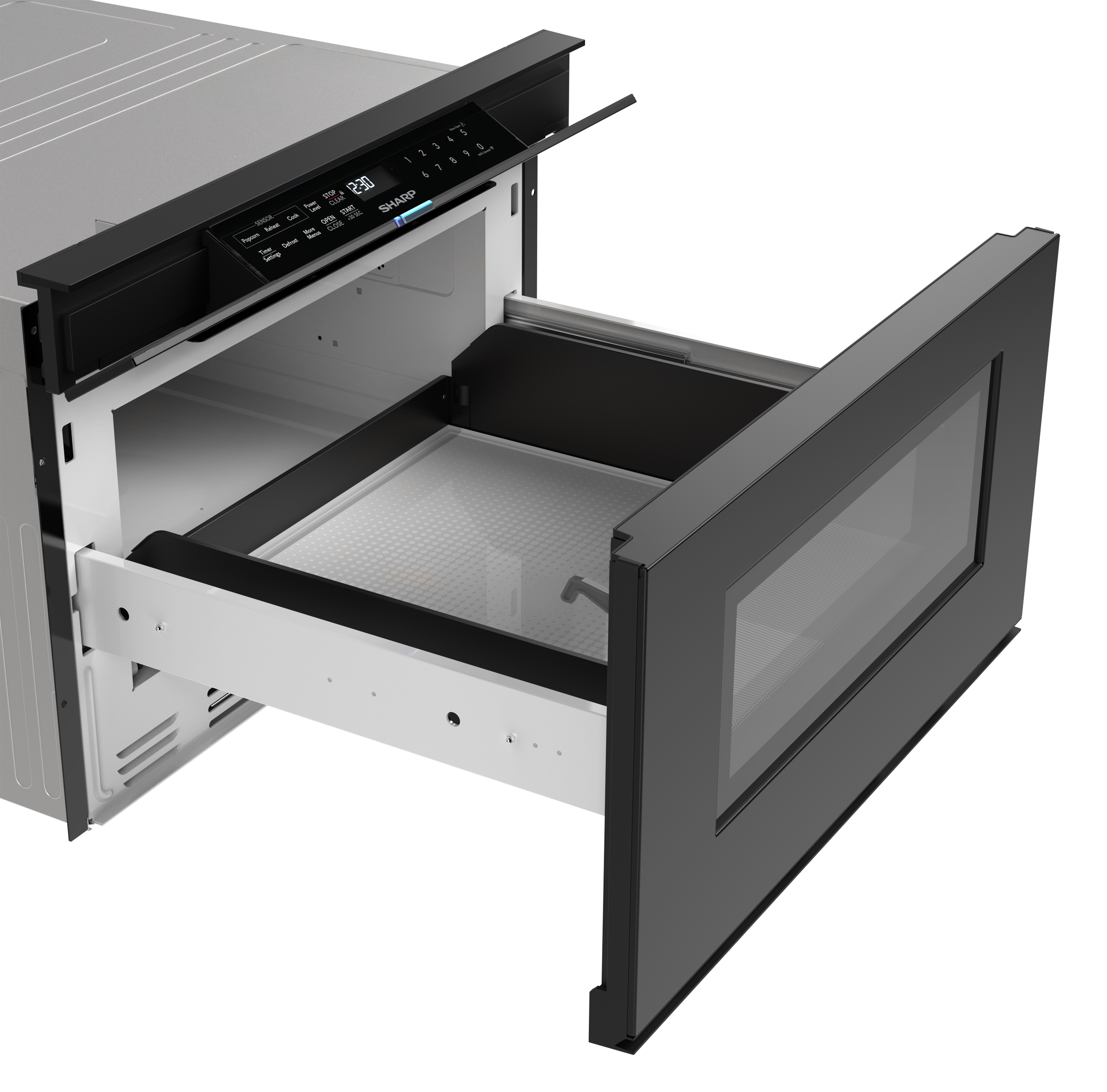 24 in. Smart Microwave Drawer Oven (SMD2479MB) 3 Quarter Left Opened Close Up