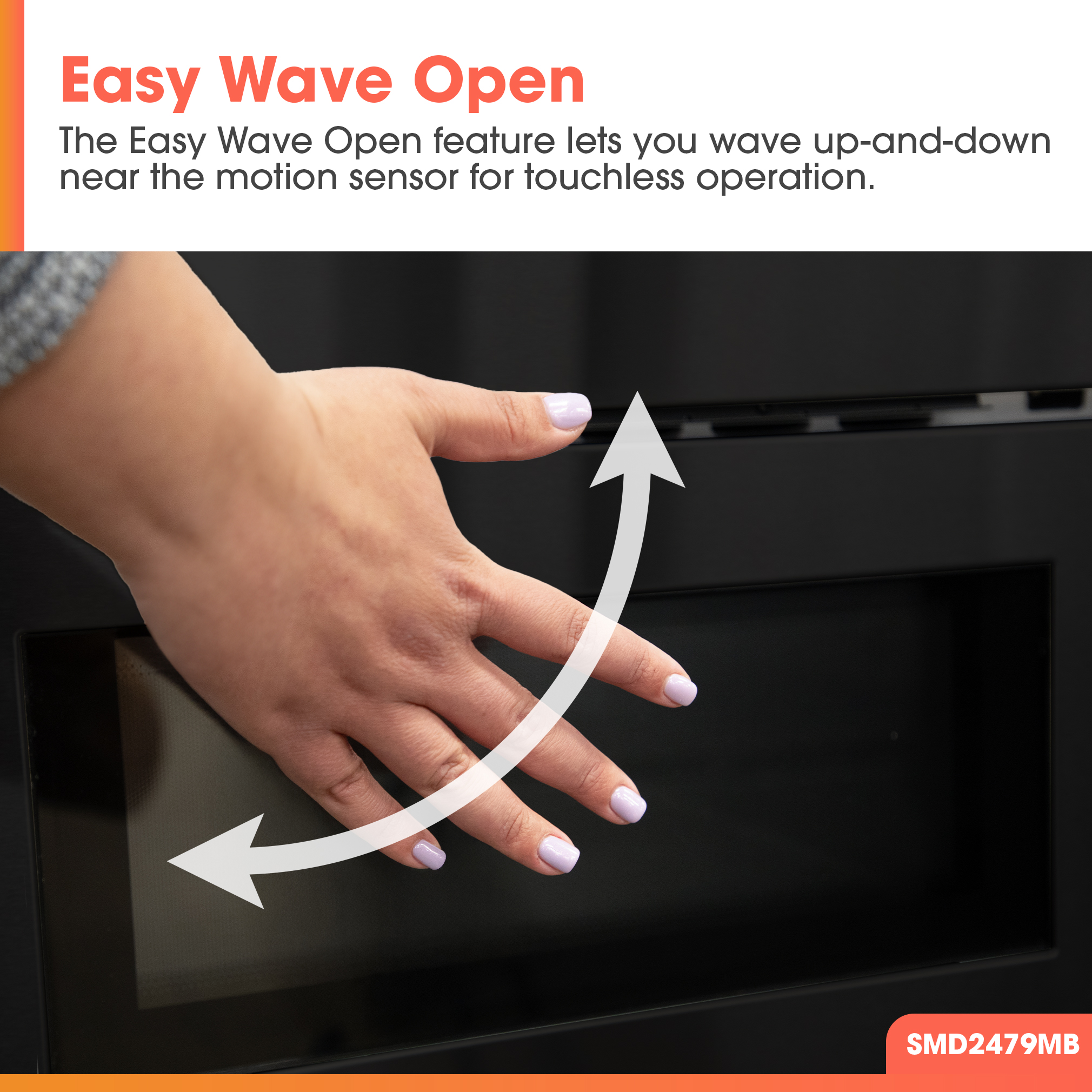 24 in. Smart Microwave Drawer Oven (SMD2479MB) Easy Wave Open Feature Infographic