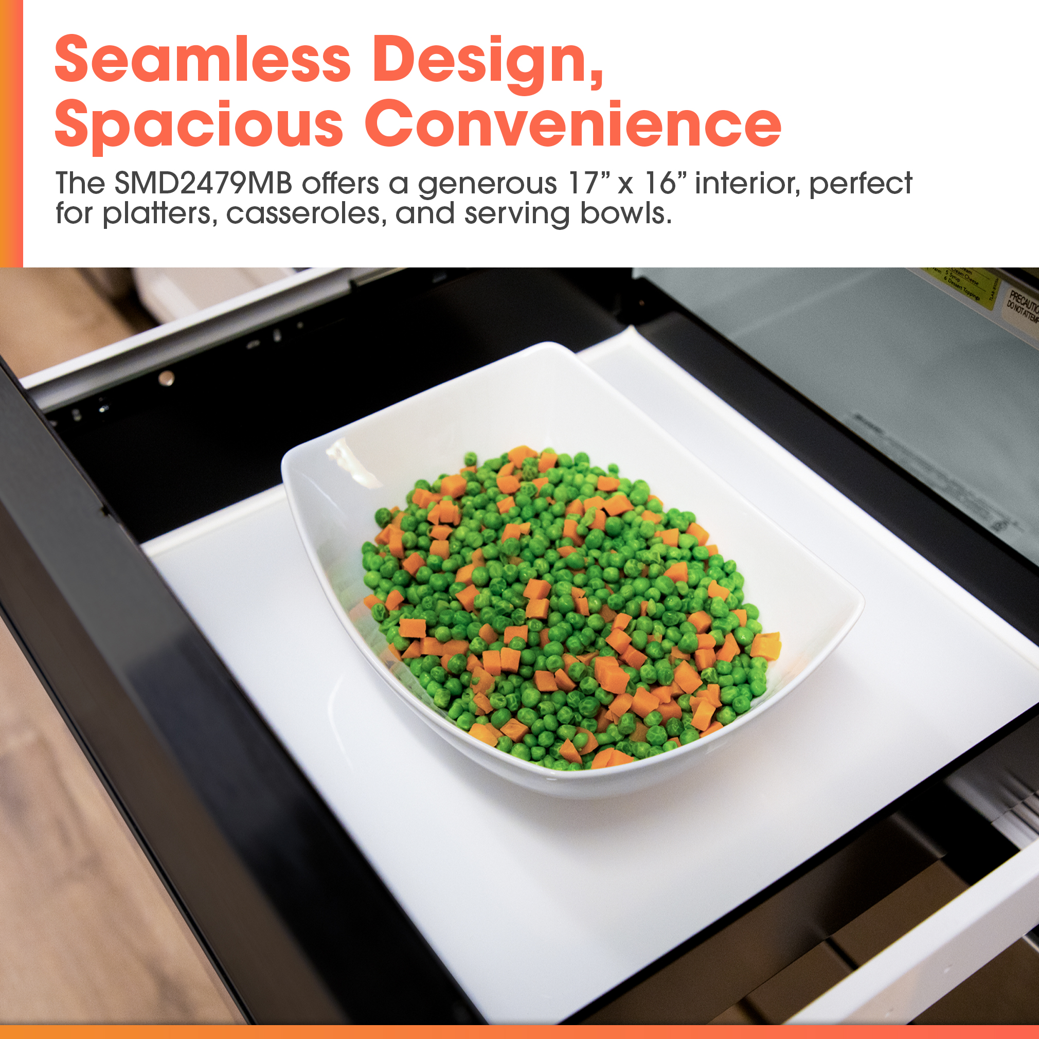 24 in. Smart Microwave Drawer Oven (SMD2479MB) Spacious Interior Infographic