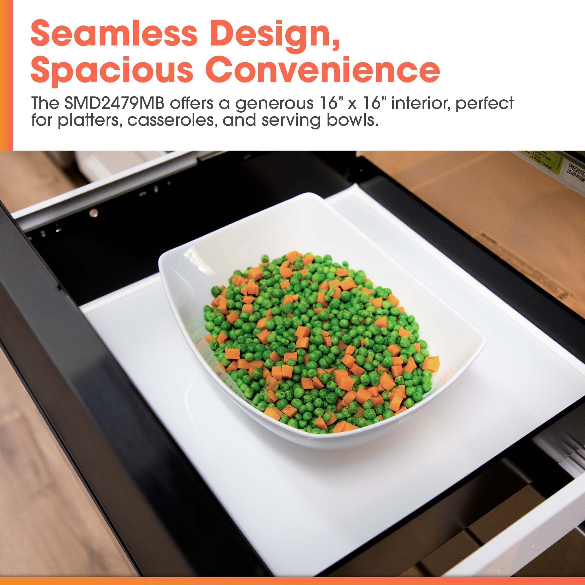 24 in. Smart Microwave Drawer Oven (SMD2479MB) Spacious Interior Infographic