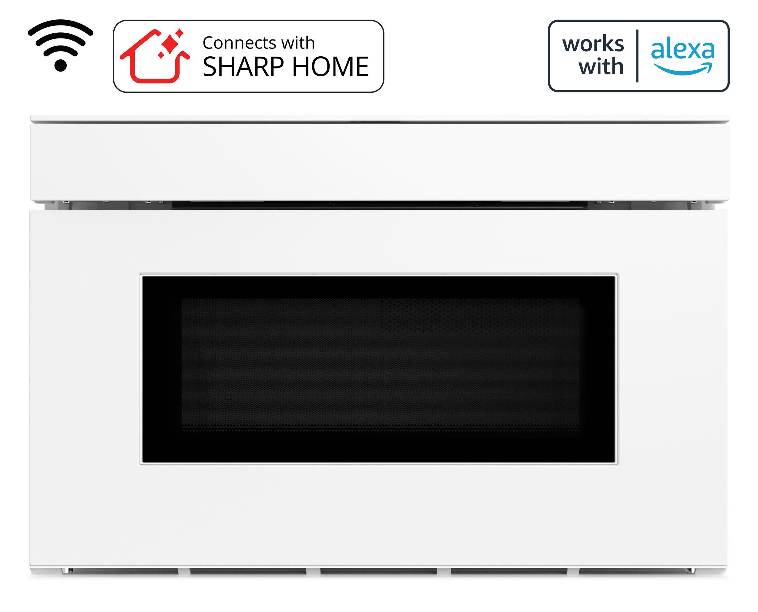 24 in. Smart Microwave Drawer Oven (SMD2479MW) Head On with Works With Alexa Badge