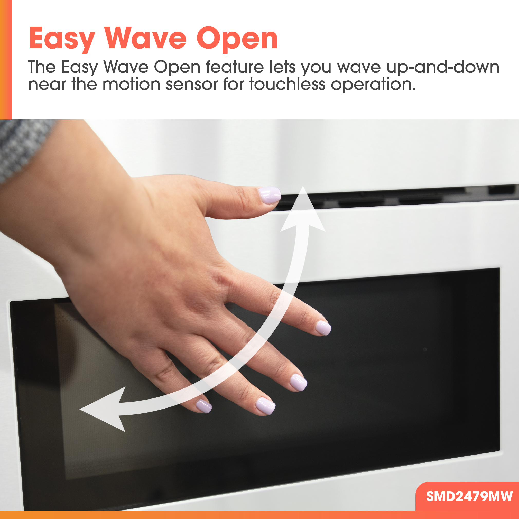 24 in. Smart Microwave Drawer Oven (SMD2479MW) Easy Wave Open Feature Infographic