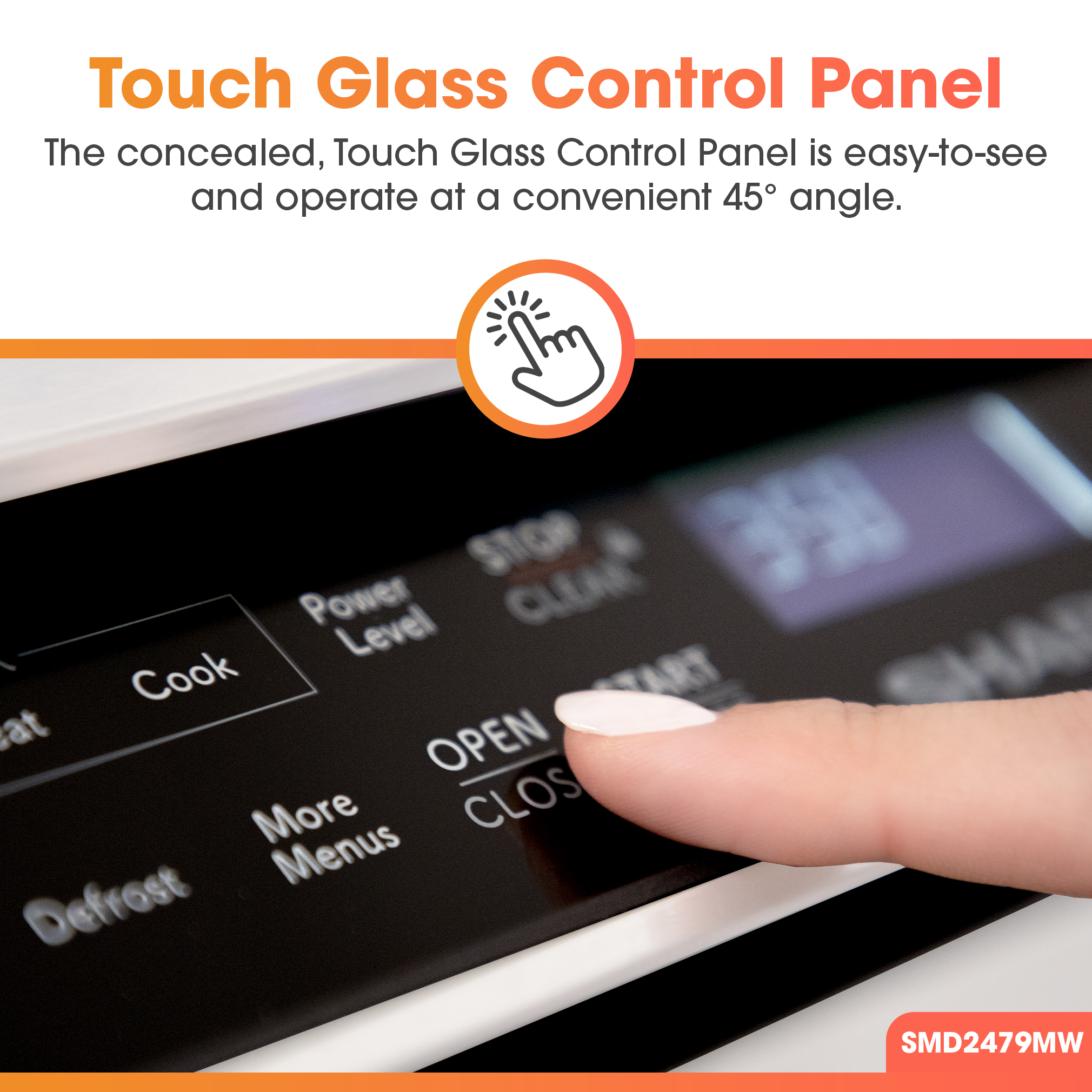 24 in. Smart Microwave Drawer Oven (SMD2479MW) Touch Glass Control Panel Infographic