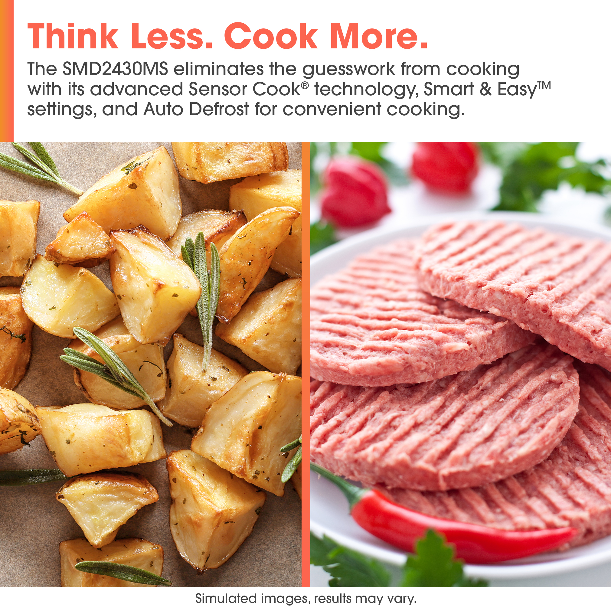 24 in. Built-In Stainless Steel Microwave Drawer Oven (SMD2430MS) Sensor cook infographic