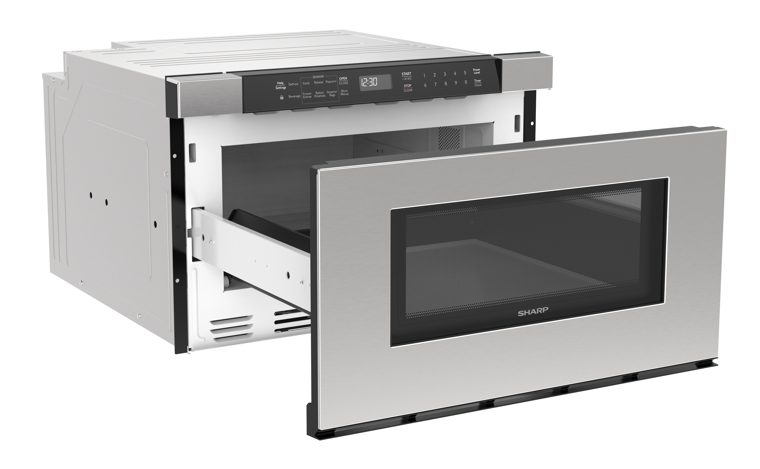 24 in. Built-In Stainless Steel Microwave Drawer Oven (SMD2420MS) 3 quarter right opened