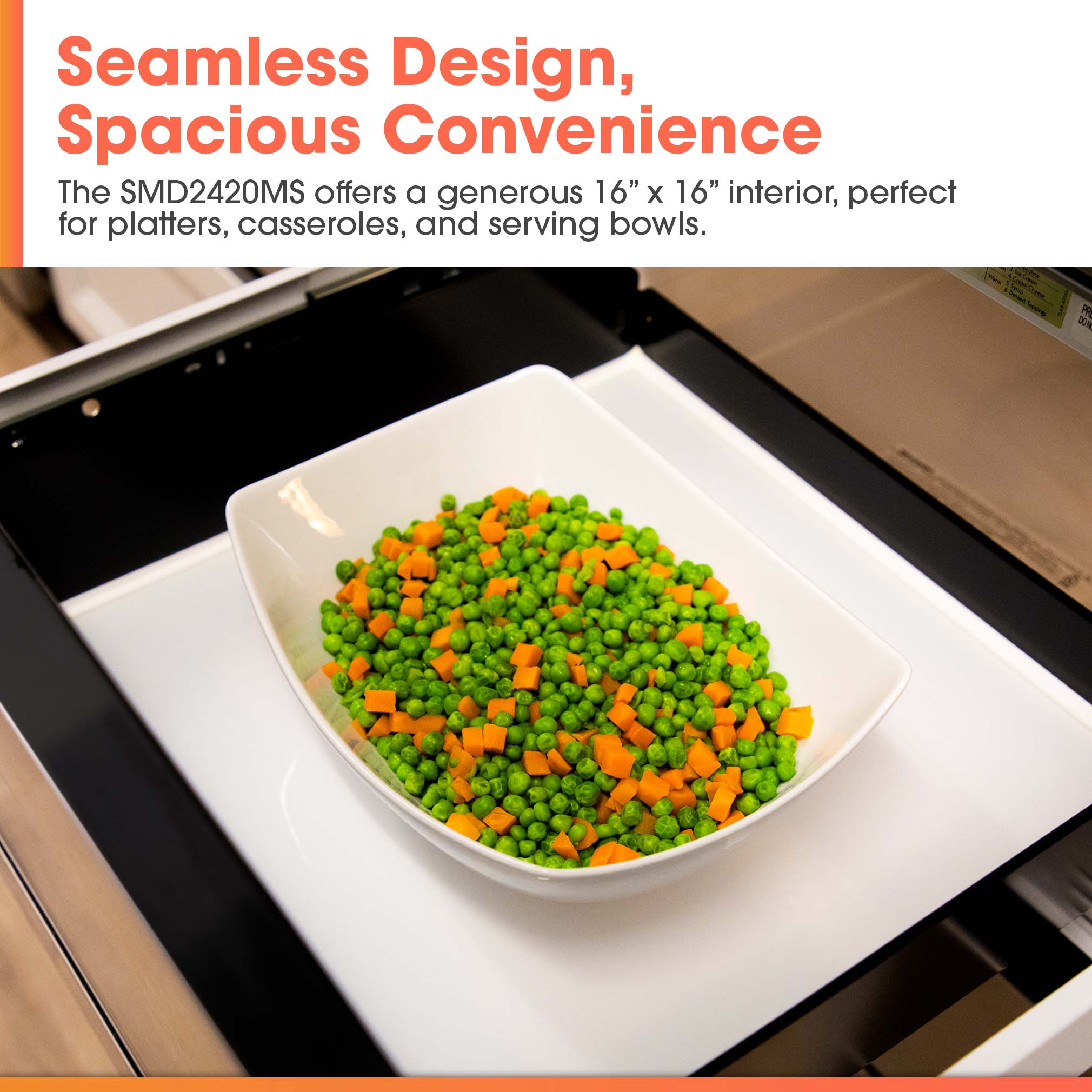 24 in. Built-In Stainless Steel Microwave Drawer Oven (SMD2420MS) Spacious interior infographic