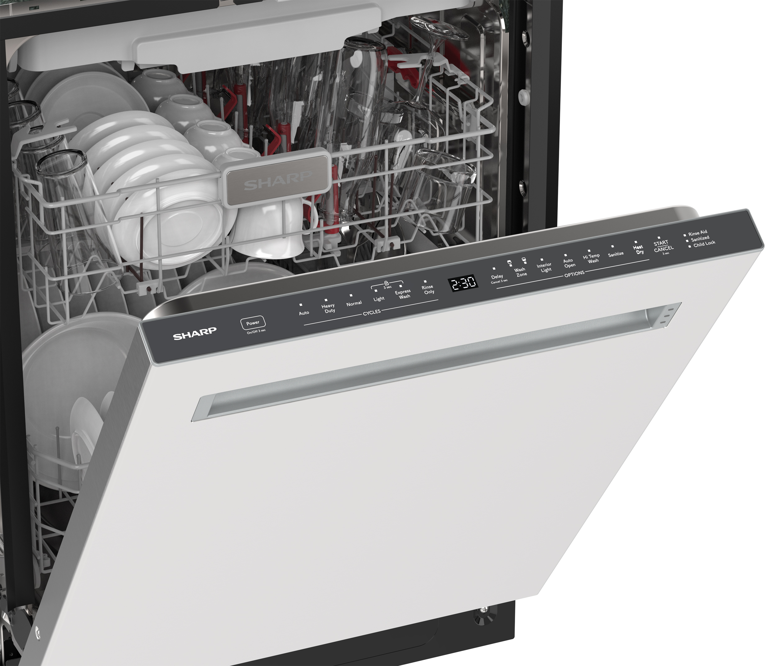 Sharp 24 in. Stainless Steel Dishwasher (SDW6768SMS) Control Panel