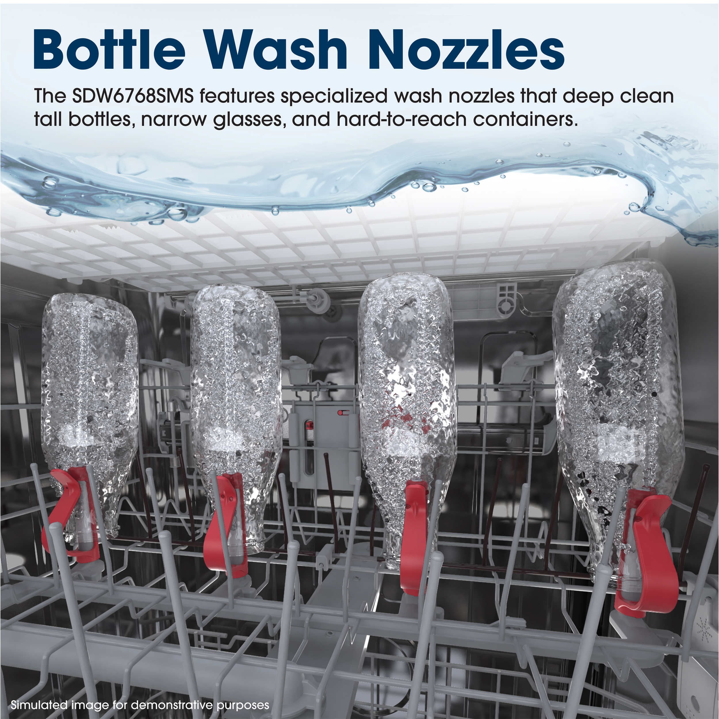 Sharp 24 in. Stainless Steel Dishwasher (SDW6768SMS) Bottle Wash Nozzles Infographic