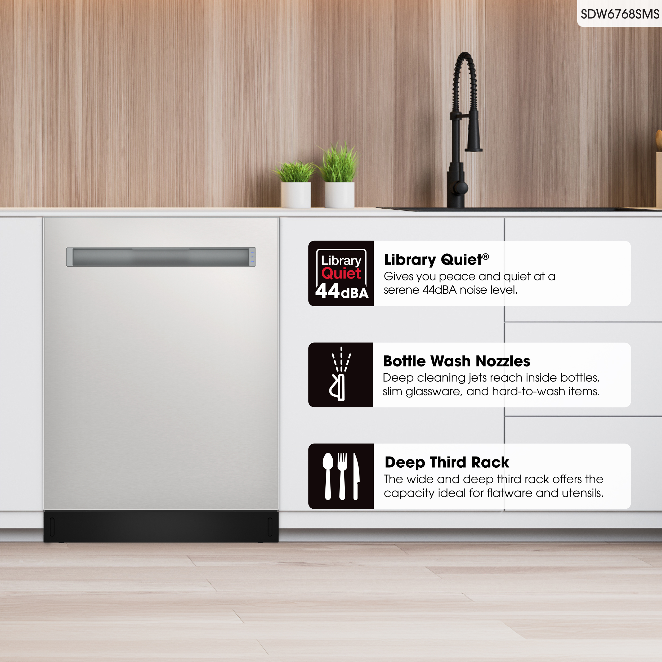 Sharp 24 in. Stainless Steel Dishwasher (SDW6768SMS) General Infographic