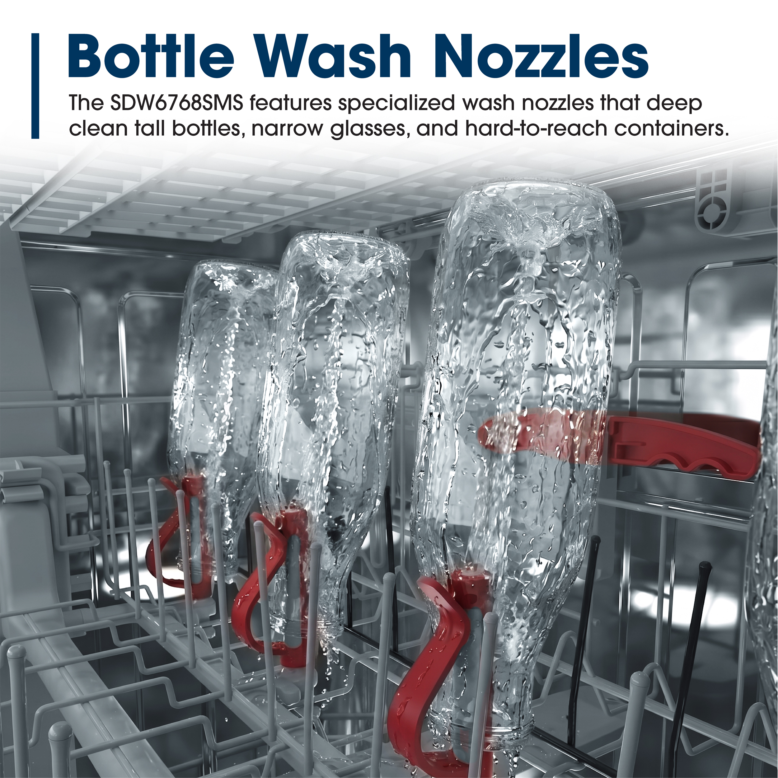 Sharp 24 in. Stainless Steel Dishwasher (SDW6768SMS) Bottle Wash Nozzles Infographic