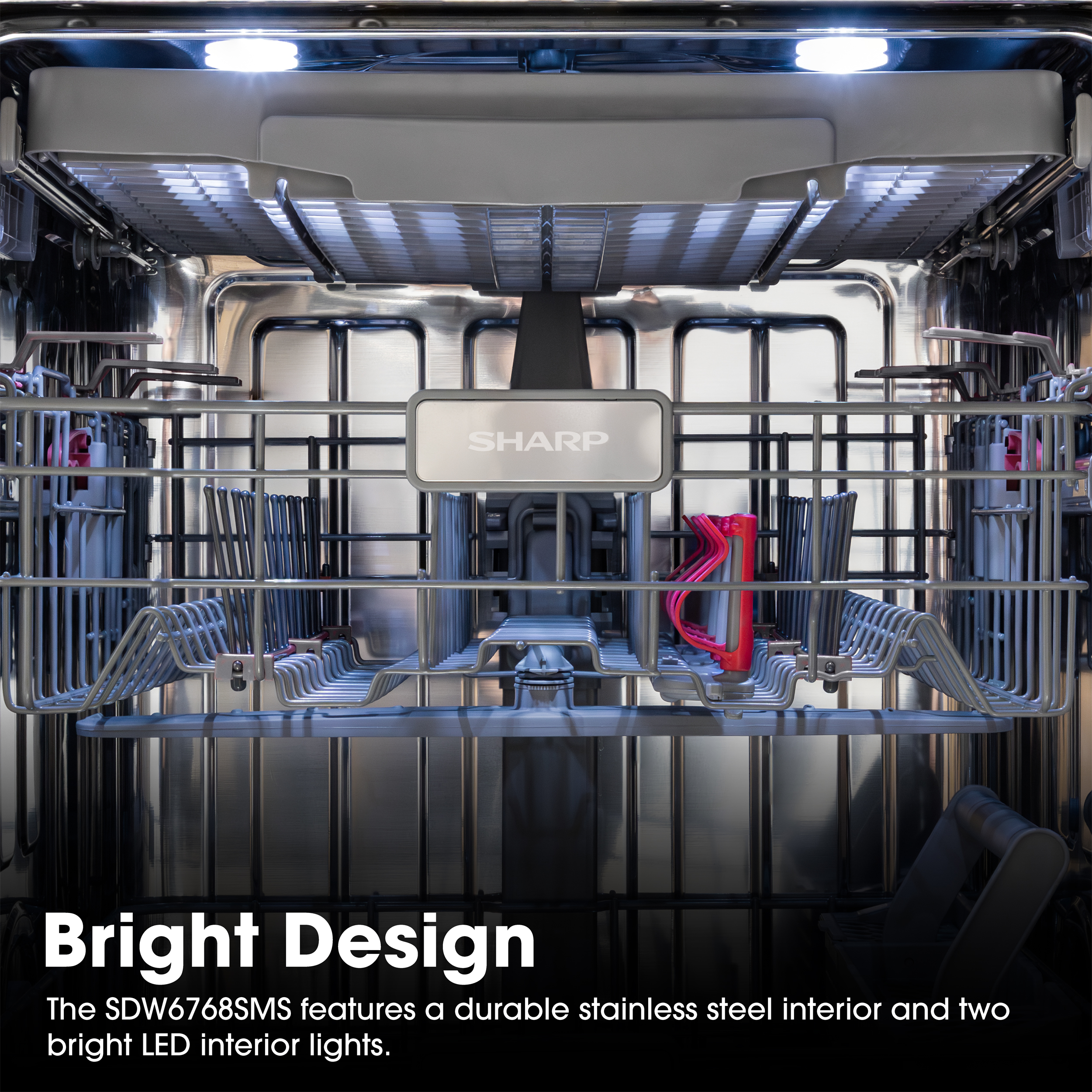 Sharp 24 in. Stainless Steel Dishwasher (SDW6768SMS) Led Lights Infographic