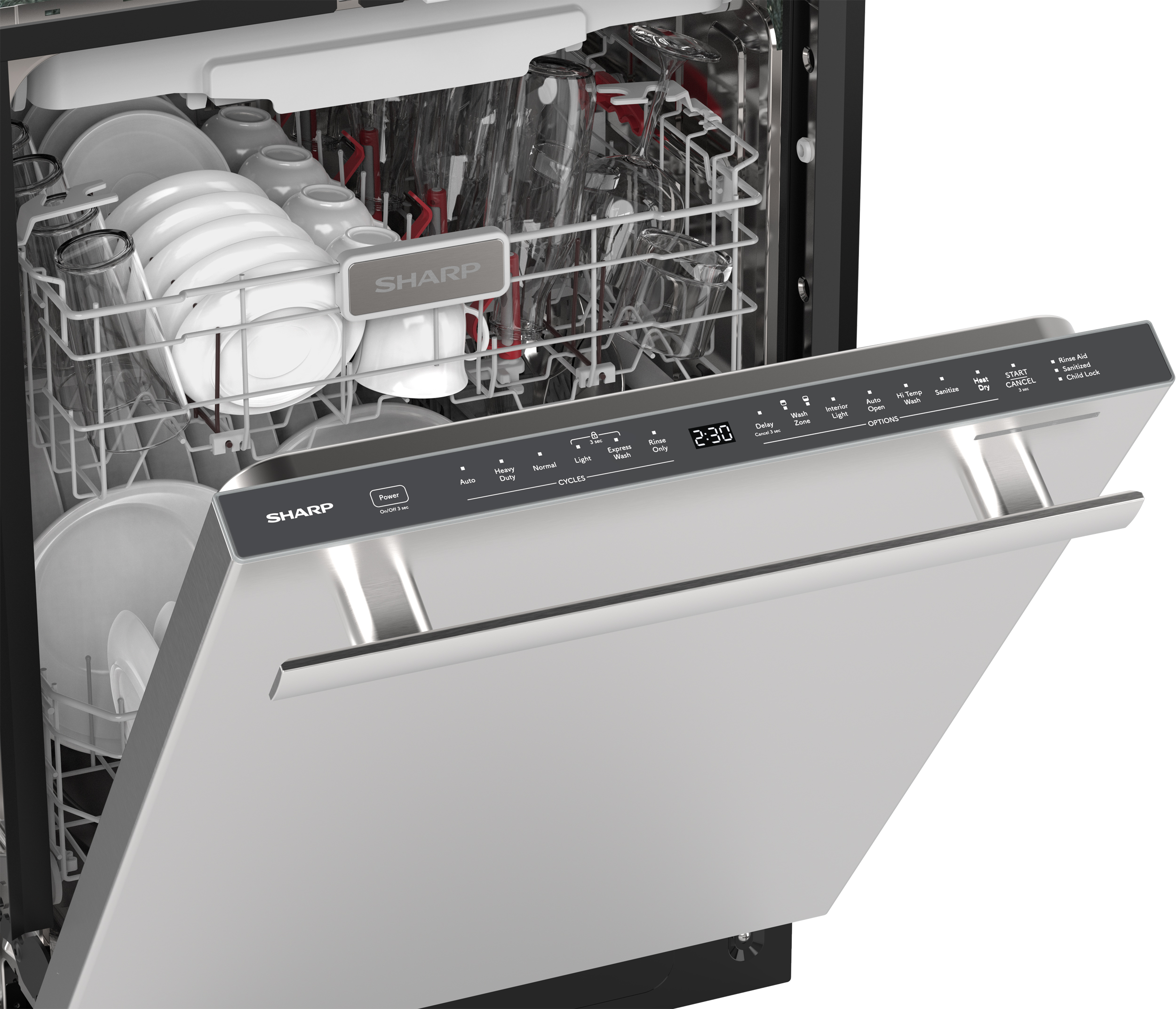 Sharp 24 in. Stainless Steel Dishwasher (SDY6768SMS) Control Panel