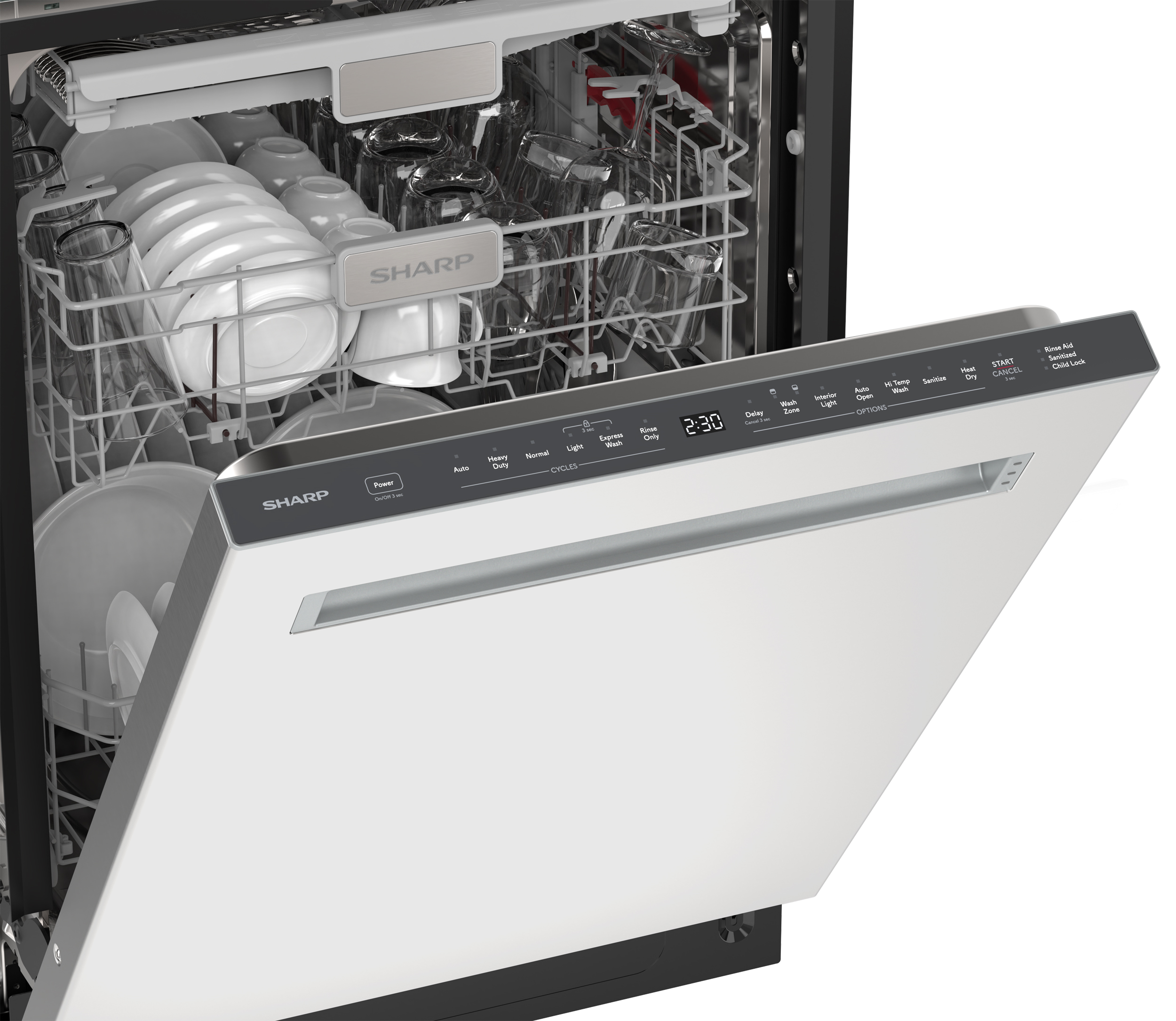 Sharp 24 in. Stainless Steel Dishwasher (SDW6748SNS) Control Panel