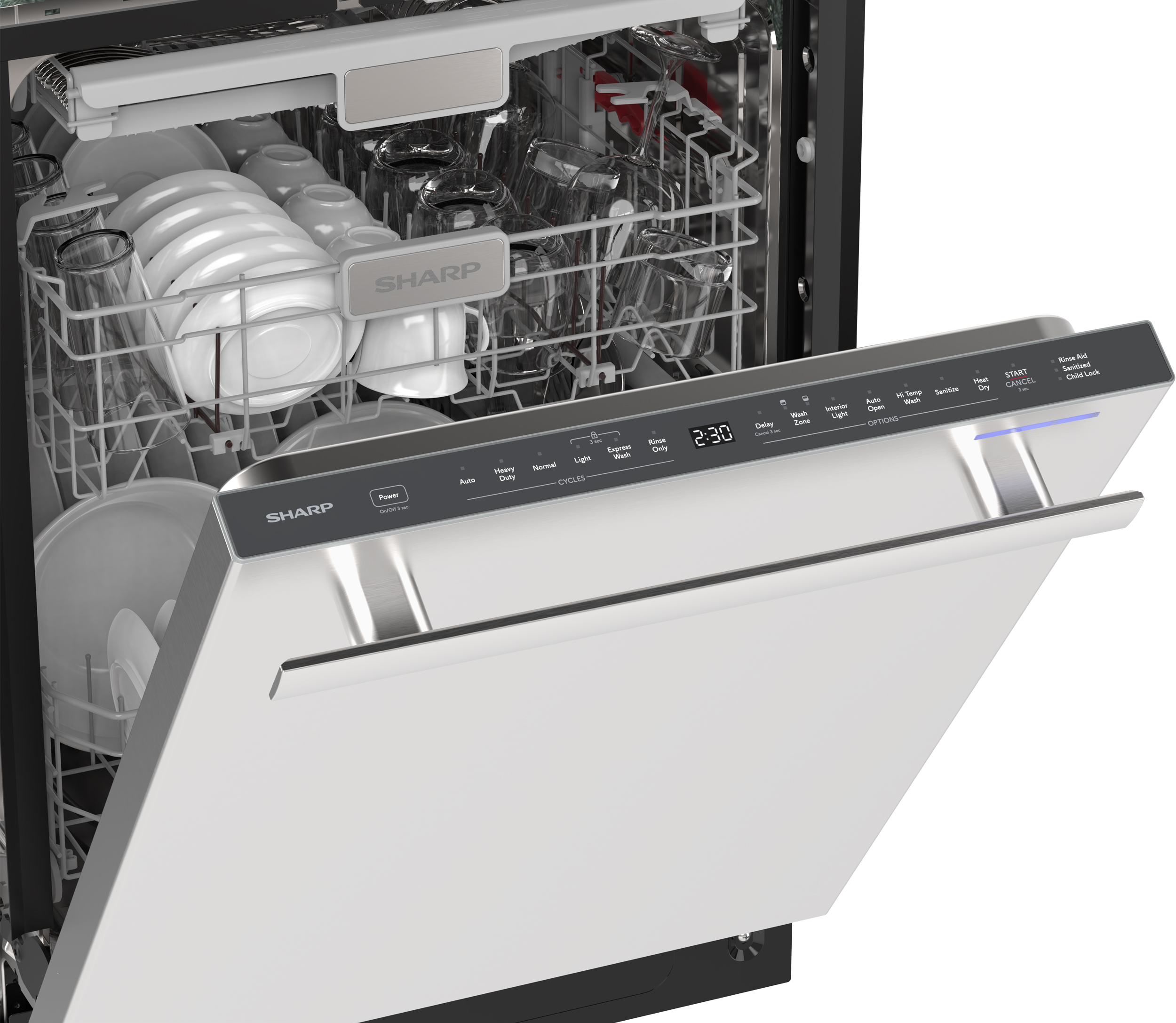 Sharp 24 in. Stainless Steel Dishwasher (SDY6748SNS) Control Panel