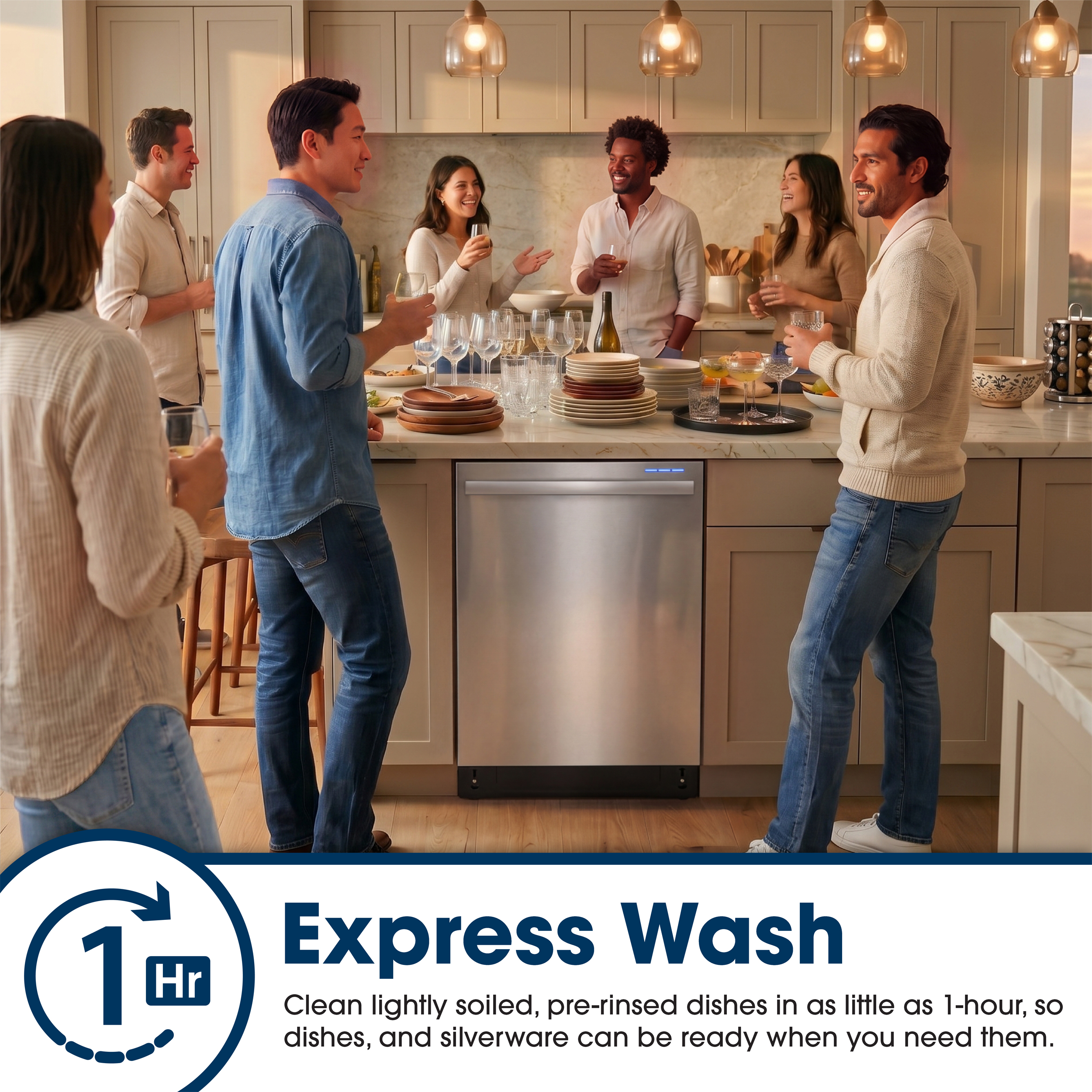 Sharp 24 in. Stainless Steel Dishwasher (SDY6748SNS) Express Wash Infographic