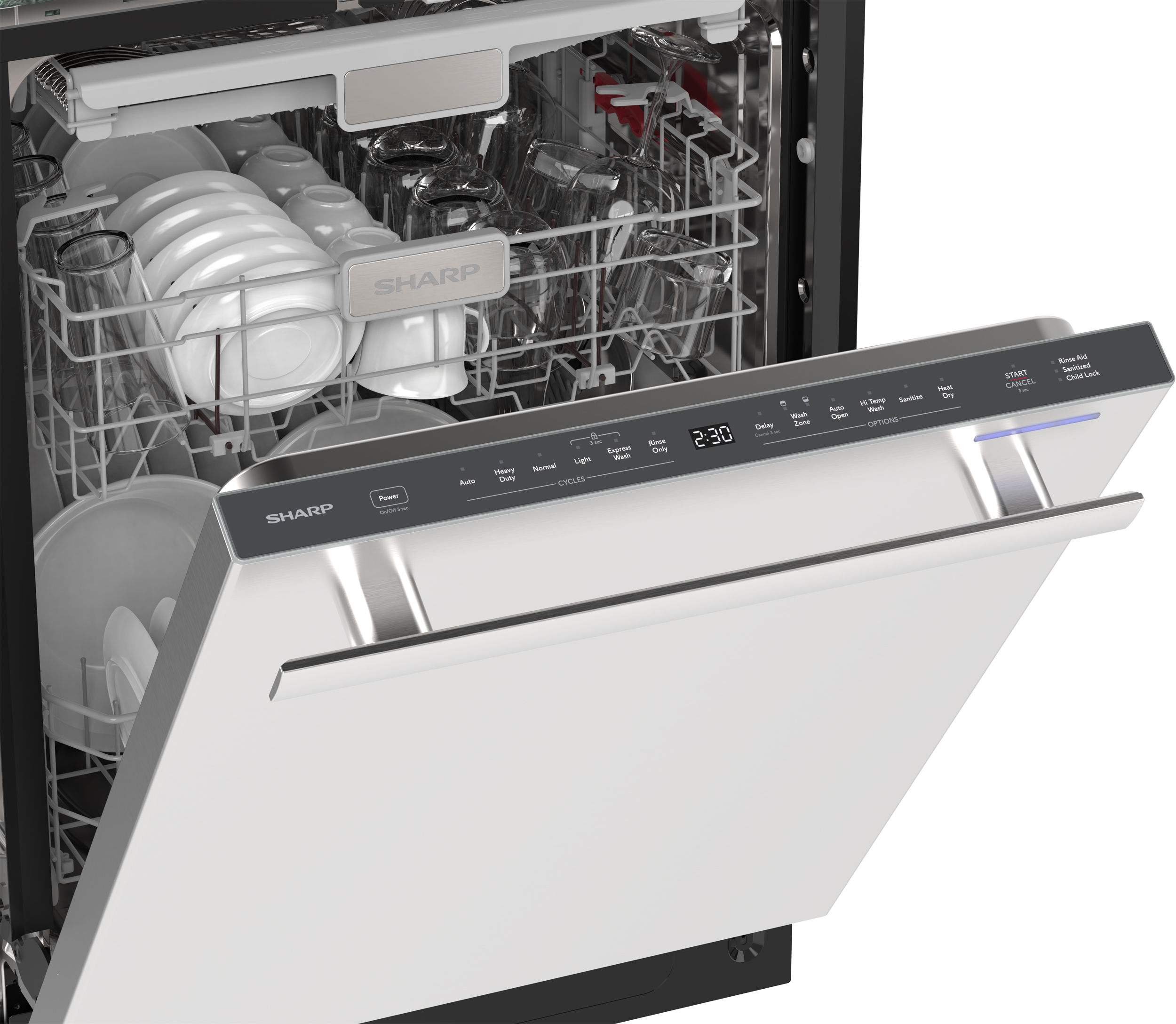 Sharp 24 in. Stainless Steel Dishwasher (SDY6735DNS) Control Panel