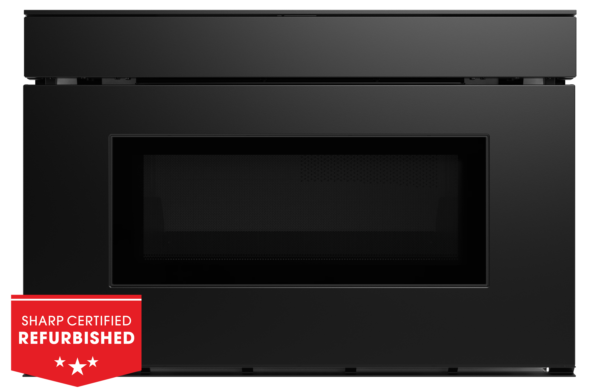 24 in. Smart Microwave Drawer Oven (SMD2479MB) Head On with Refurbished Badge