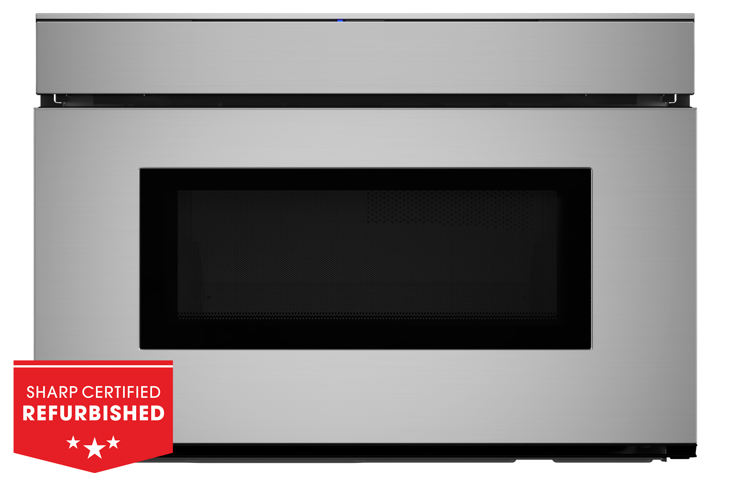 24 in. Smart Microwave Drawer Oven (SMD2479JS) Head On w/ Refurbished Badge