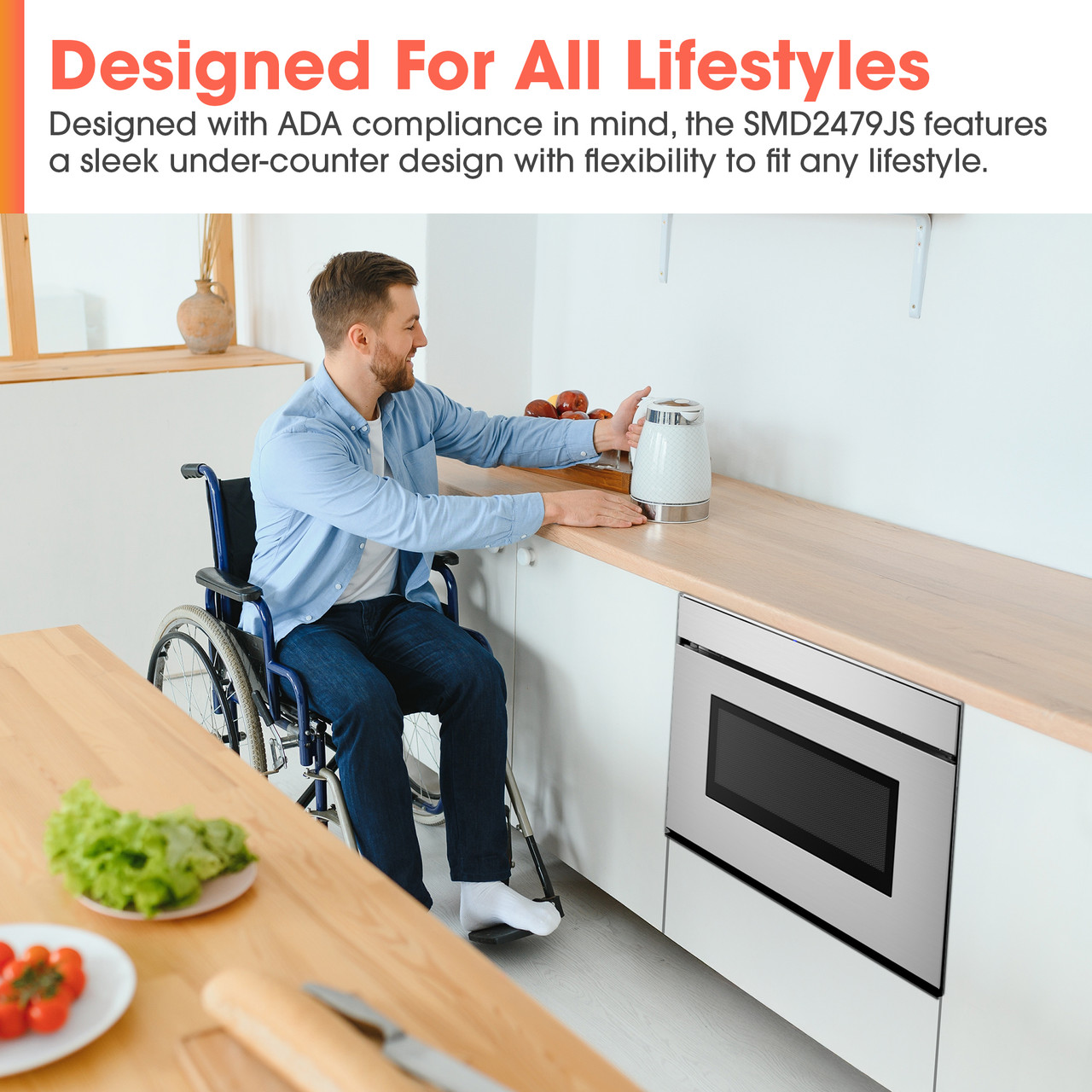 24 in. Smart Microwave Drawer Oven (SMD2479JS) ADA Compliance Infographic