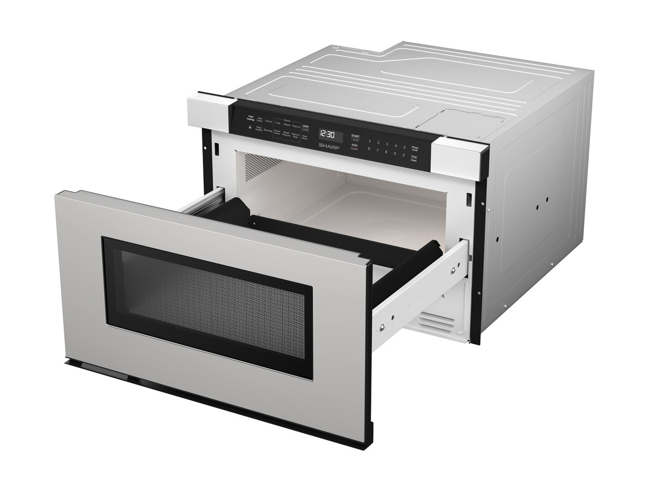 24 in. Built-In Stainless Steel Microwave Drawer Oven (SMD2440JS) left angle open