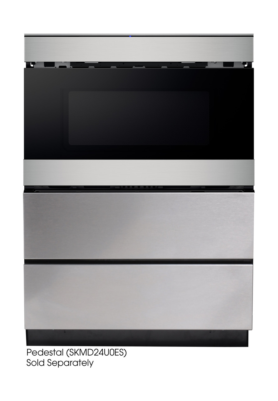 24 in. Sharp Stainless Steel Smart Microwave Drawer Oven (SMD2489ES) pedestal